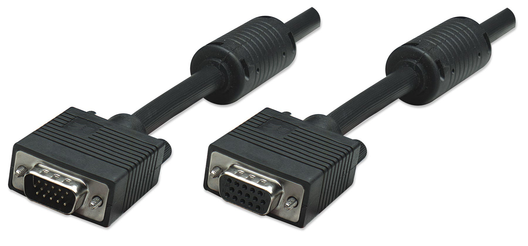 Manhattan VGA Extension Cable with Ferrite Cores, 3m, Male to Female, HD15, Cable of higher SVGA Specification (fully compatible)