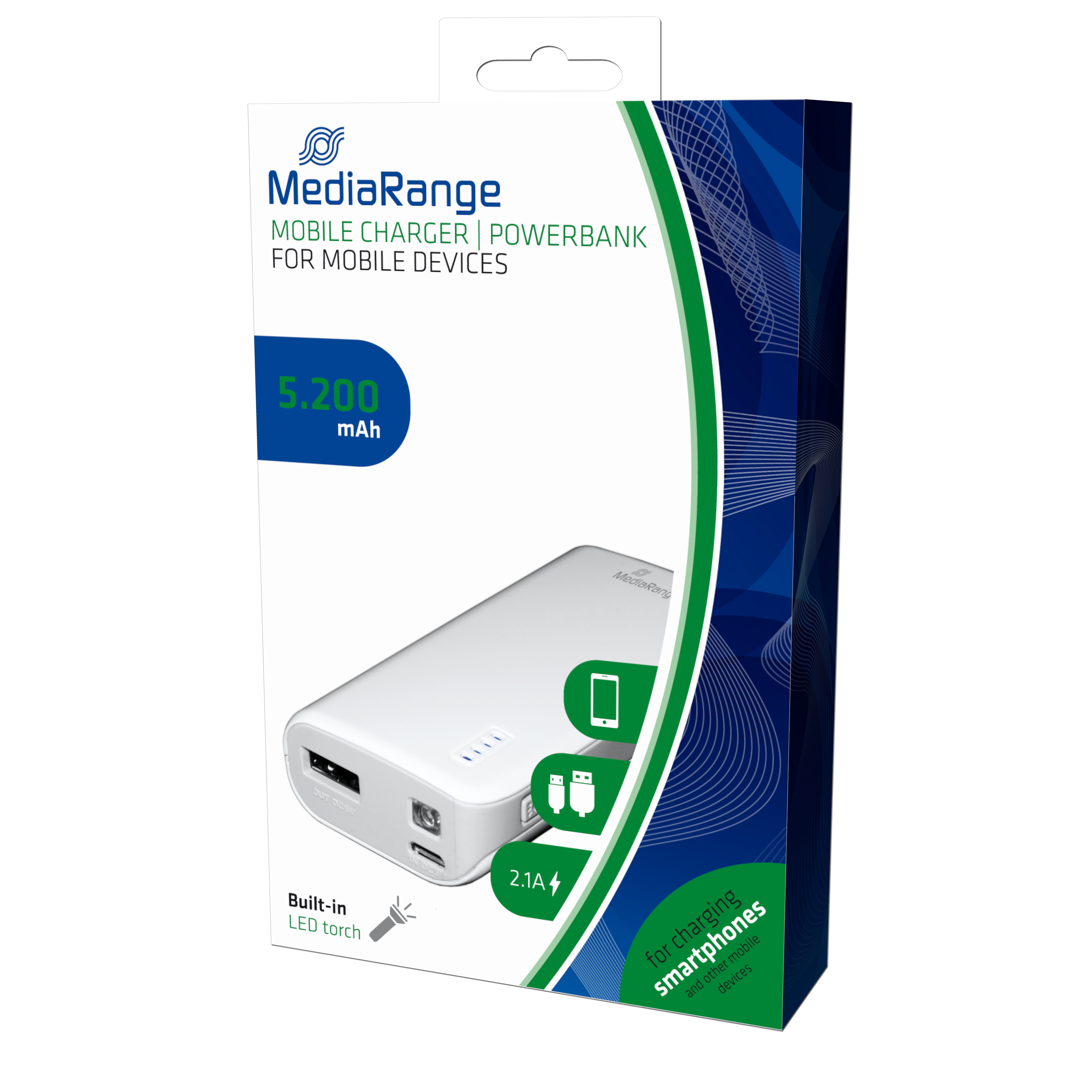 MEDIARANGE Mobile Charger - Powerbank - 5200 mAh - 2.1 A (USB)