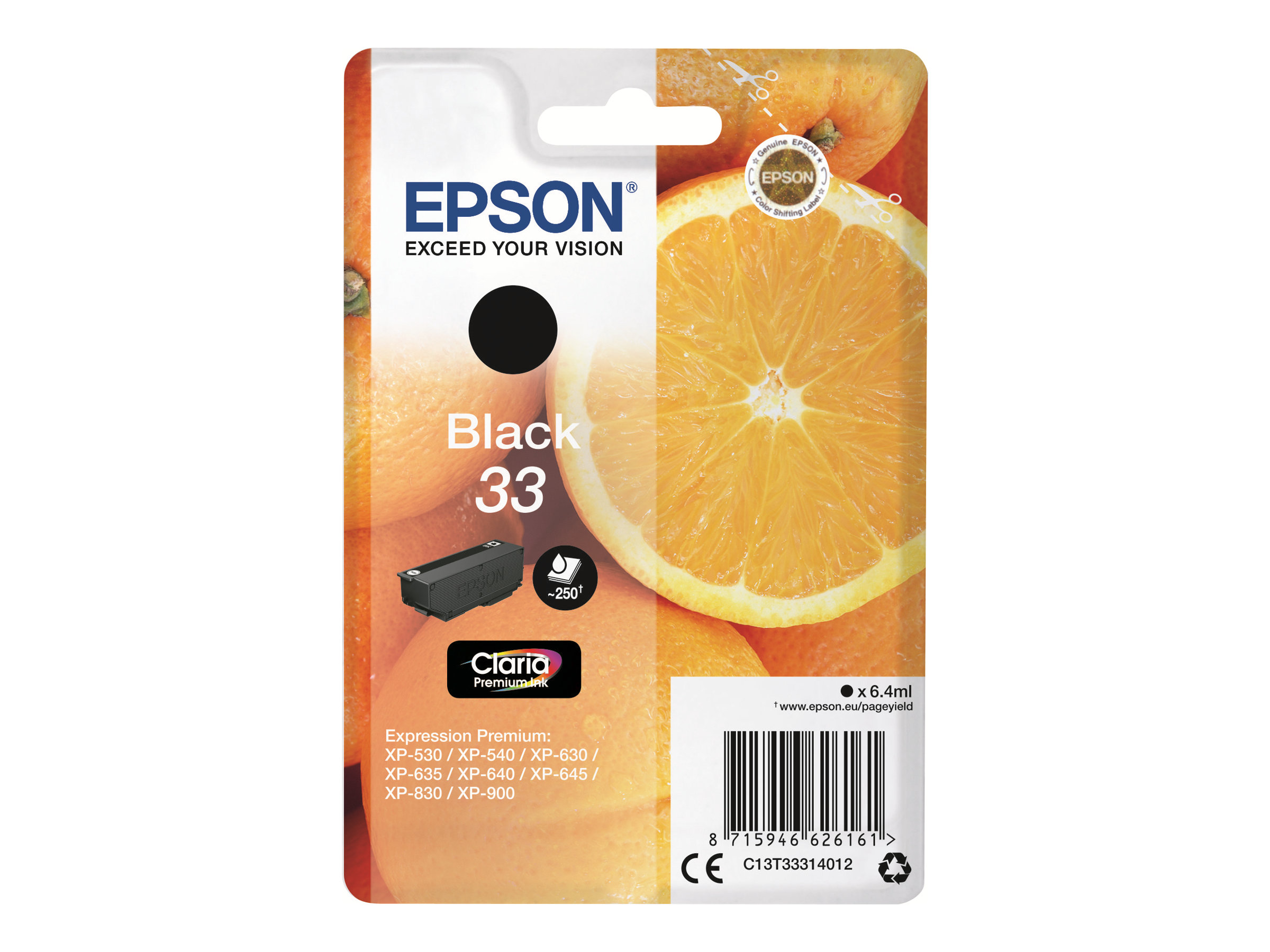 Epson 33 - 6.4 ml - Schwarz - Original - Blister mit RF- / aktustischem Alarmsignal