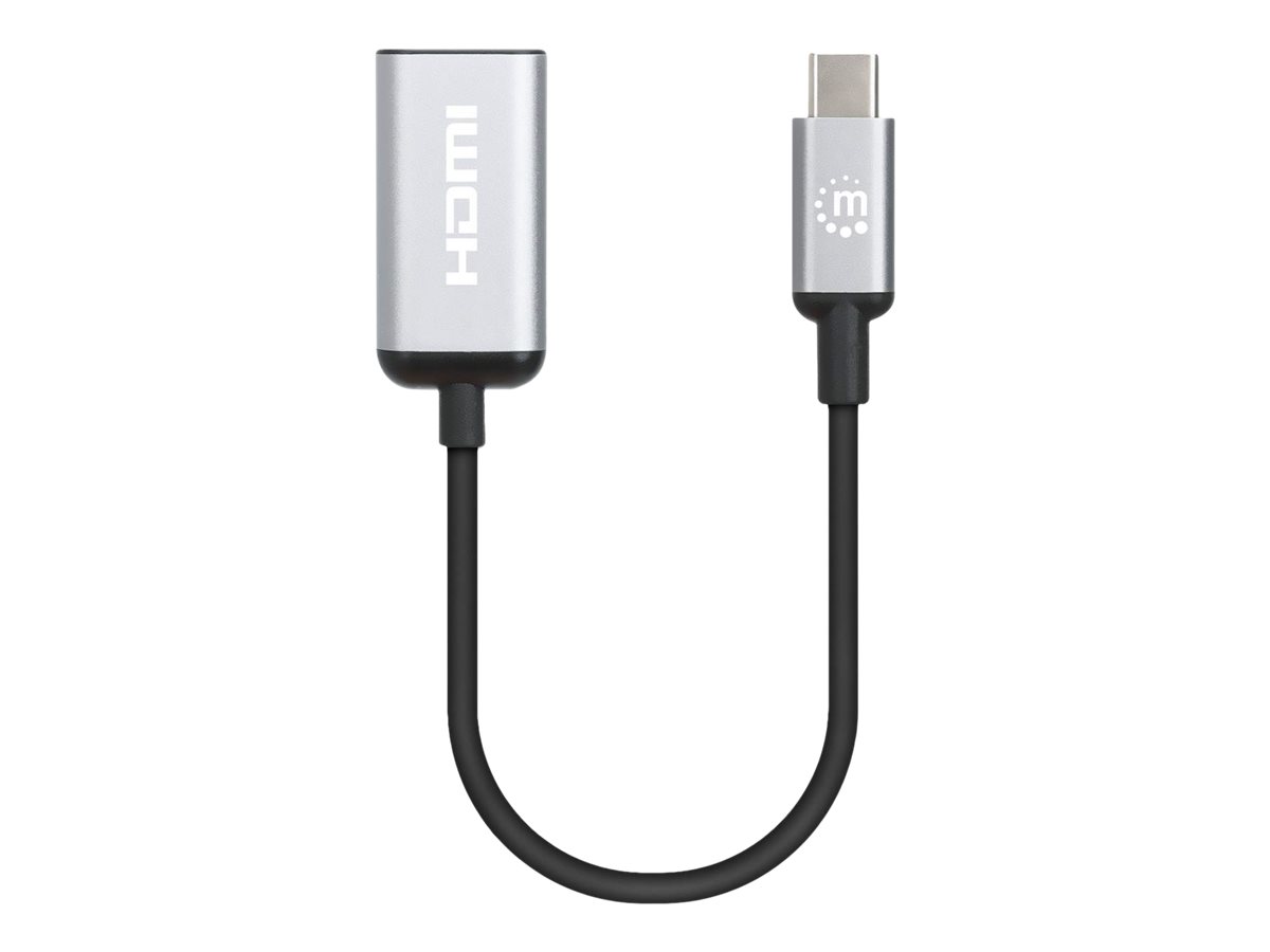 Manhattan Adapterkabel - 24 pin USB-C männlich zu HDMI weiblich - 15 cm - Schwarz - aktiv, unterstützt 4K 60 Hz (3840 x 2160)