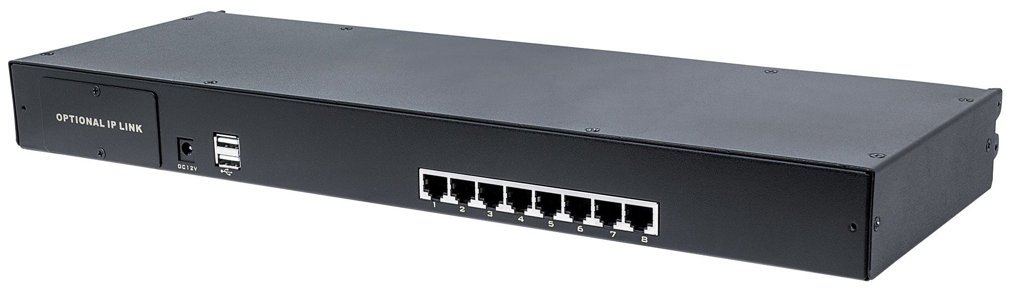 Intellinet Modularer 8-Port KVM-Switch mit Cat5-/VGA-Schnittstelle, Zur Verwendung mit Intellinet Rackmount LCD-Konsolen 508032 oder 507981