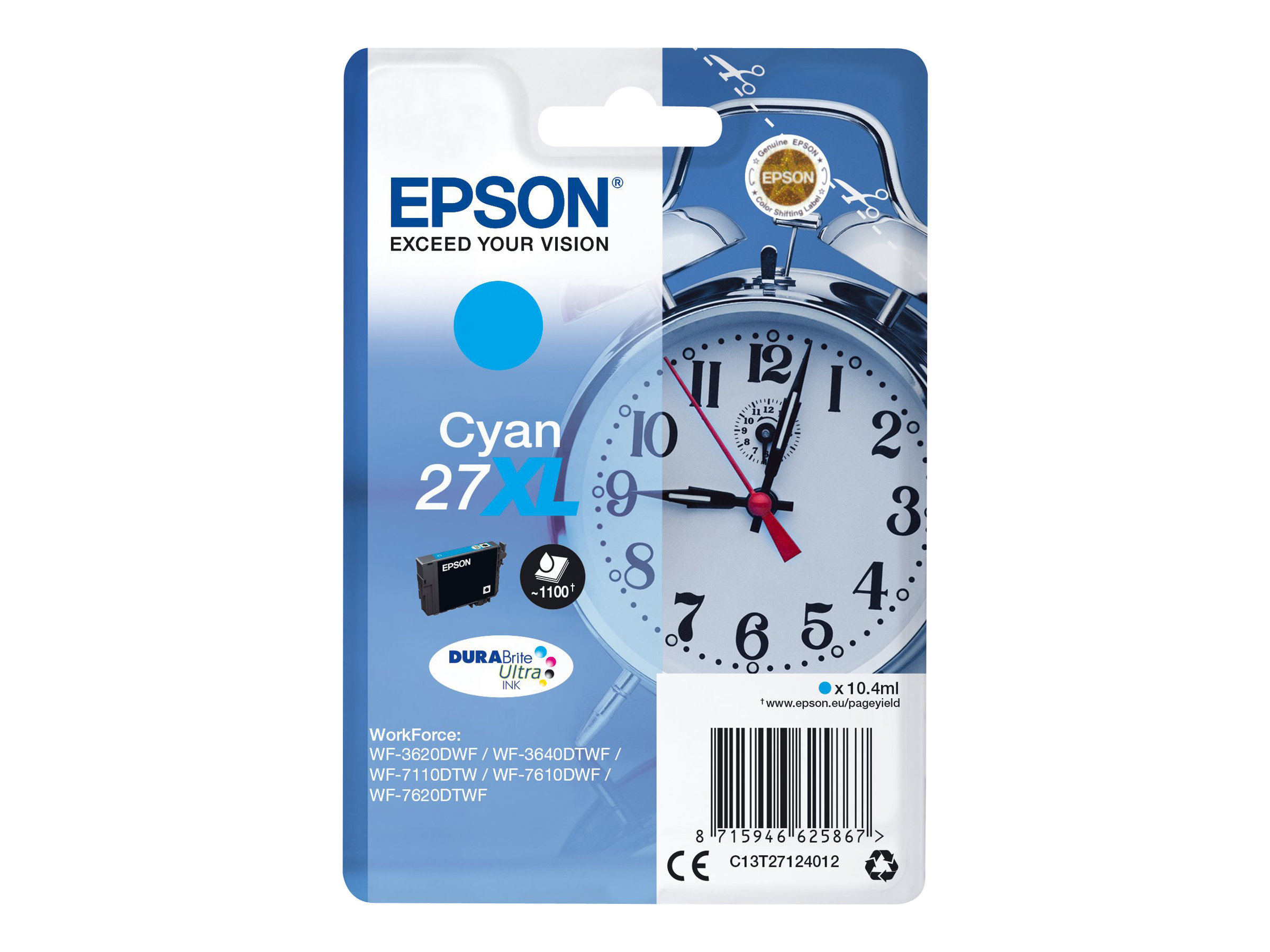 Epson 27XL - 17.7 ml - XL - Cyan - Original - Tintenpatrone