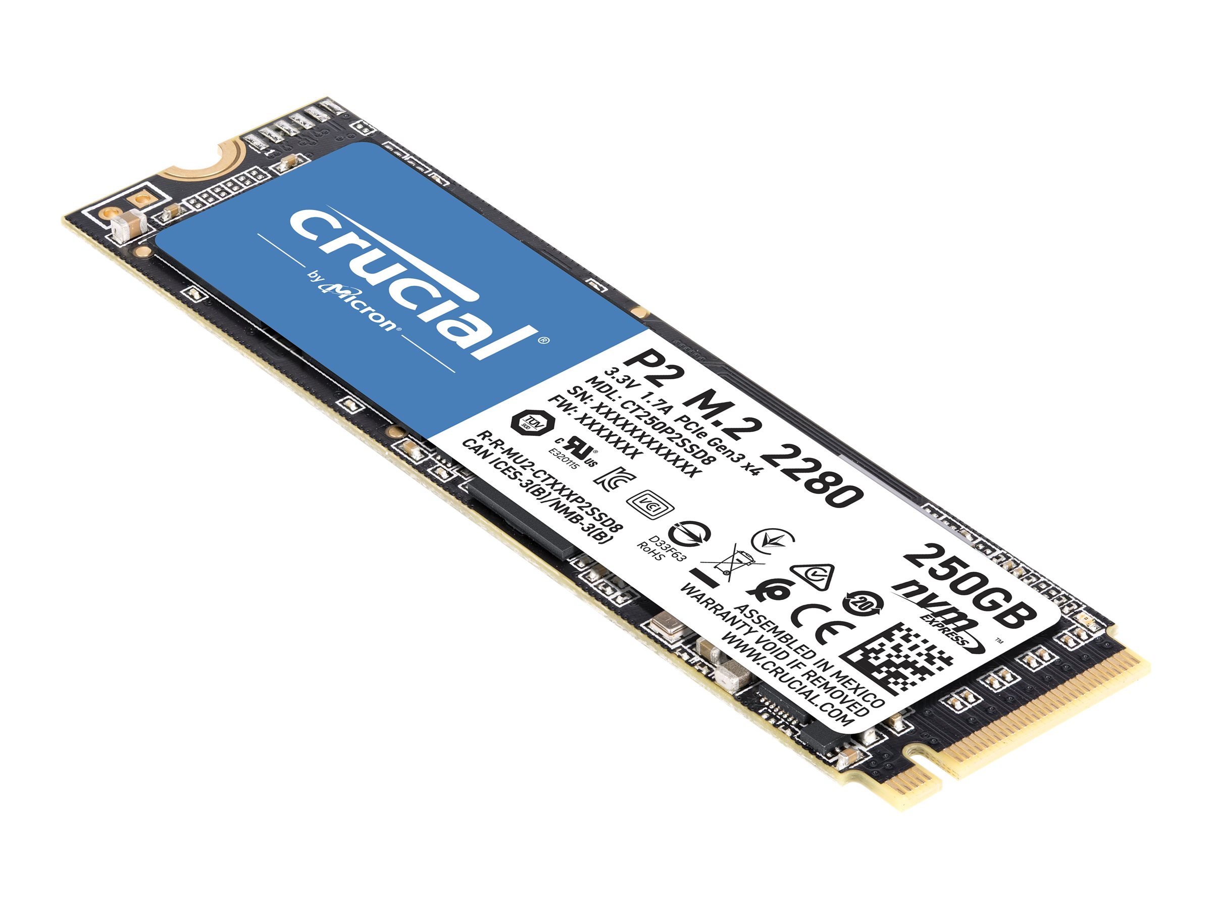 Crucial P2 - SSD - 250 GB - intern - M.2 2280 - PCIe 3.0 x4 (NVMe)