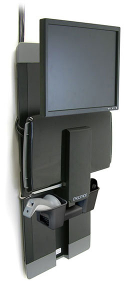 Ergotron Befestigungskit (Wandmontage, Tastaturarm, Handgelenkkissen, Maushalterung, vertikale Verstellschiene) - für LCD-Display / PC-Ausrüstung - Patientenzimmer - Stahl - Schwarz - Bildschirmgröße: 61 cm (24")