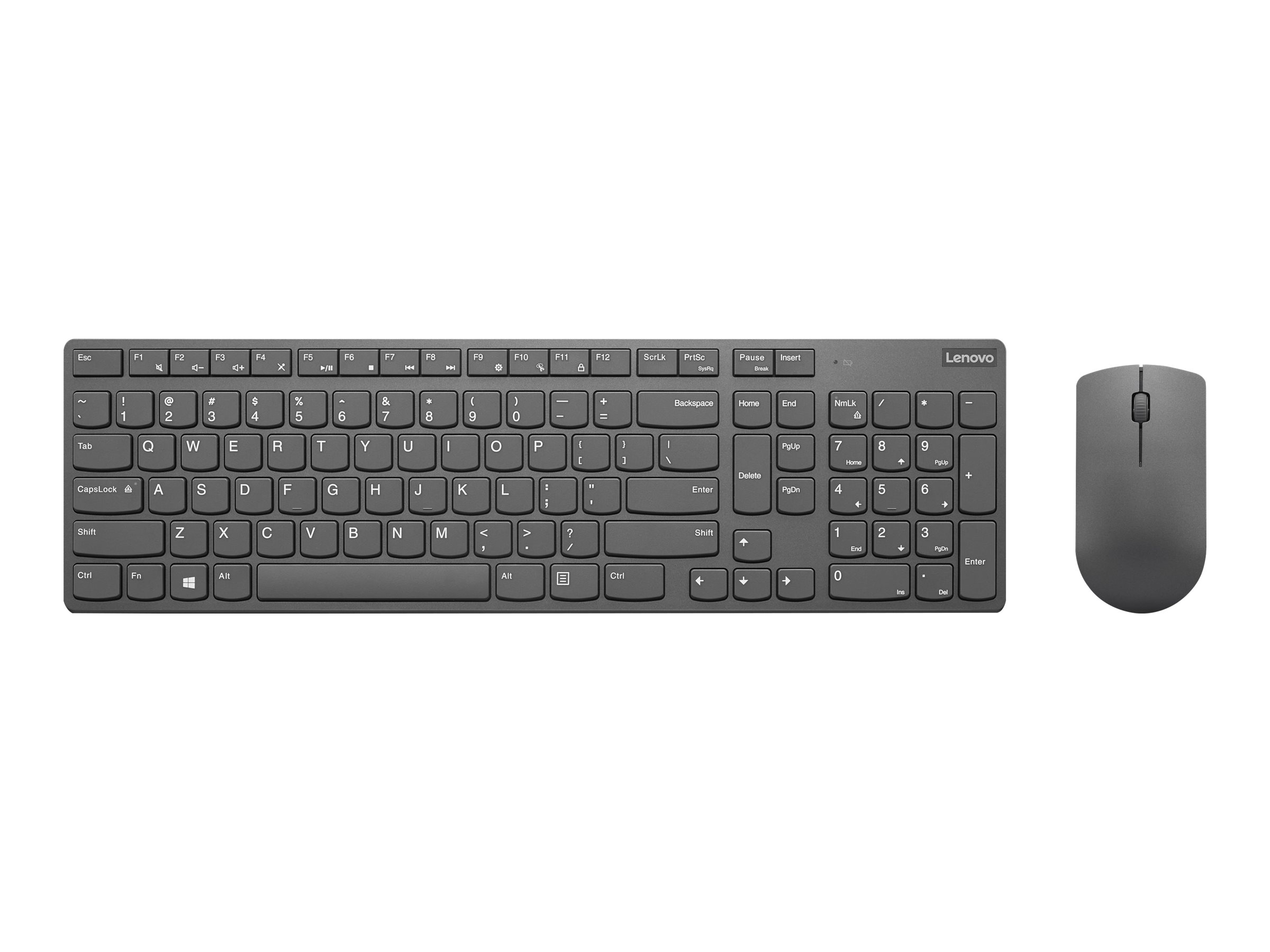 Lenovo Professional Ultraslim Combo - Tastatur-und-Maus-Set - kabellos - 2.4 GHz - QWERTY - USA/Europa - Iron Gray - für ThinkCentre M90; M90n-1 IoT; ThinkPad P73; X1 Carbon (7th Gen)