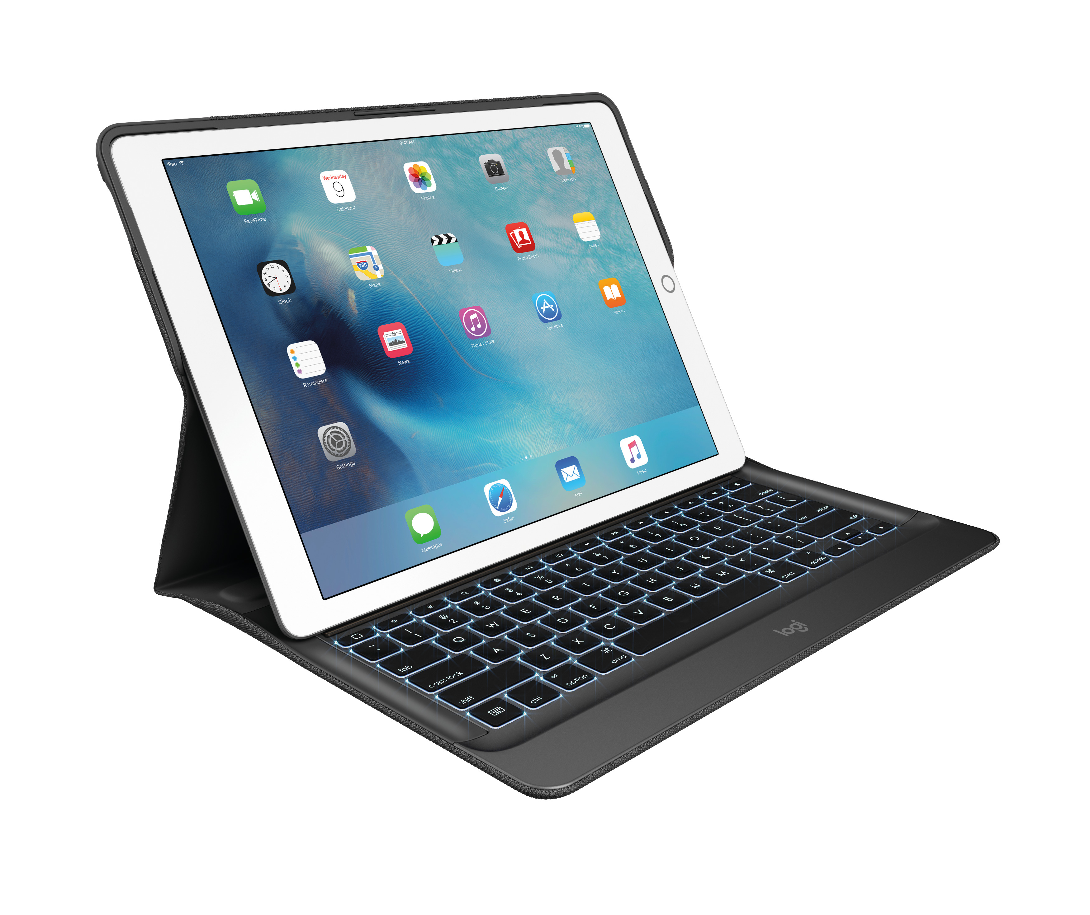 Logitech CREATE - Tastatur und Foliohülle - hinterleuchtet - Apple Smart connector - Deutsch - Schwarz Tastatur, Schwarz Gehäuse - für Apple 12.9-inch iPad Pro (1. Generation, 2. Generation)