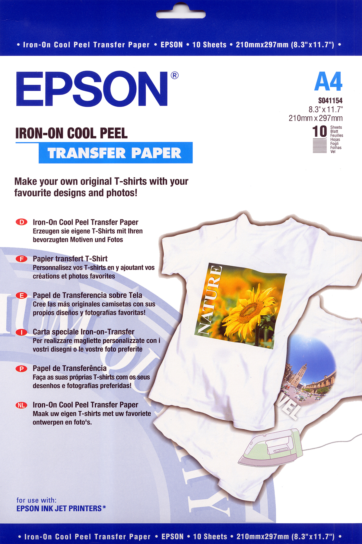 Epson Cool Peel T-Shirt - A4 (210 x 297 mm) 10 Stck. Transferpapier zum Aufbügeln