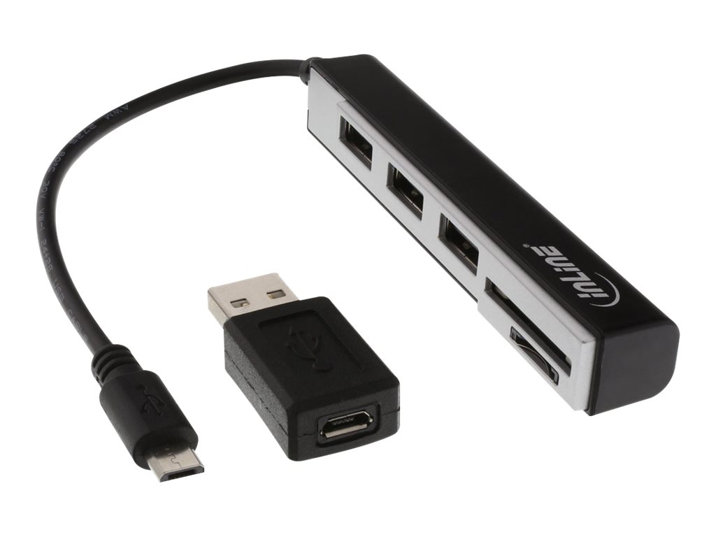 InLine OTG Cardreader with 3 Port USB Hub - Kartenadapter (SD, miniSD, SDHC, microSDHC, SDXC, miniSDXC)