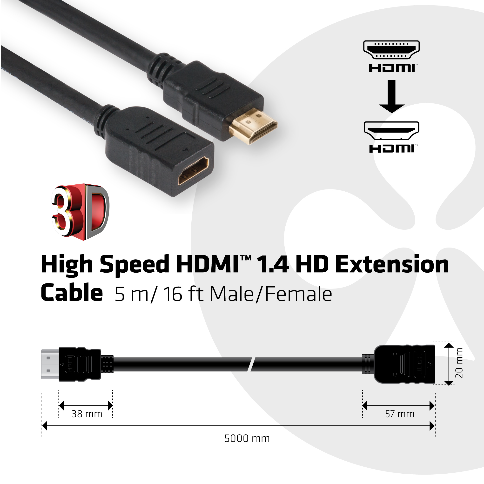 Club 3D HDMI-Verlängerungskabel - HDMI (M)