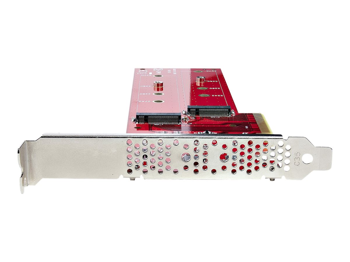StarTech.com Dual M 2 PCIe AdapterKarte, PCIe x8/ x16 auf Dual AHCI oder NVMe M.2 SSDs, PCI Express 4.0, 7,8GB/s pro Laufwerk, Bifurkation Erforderlich - Windows/Linux Kompatibel (DUAL-M2-PCIE-CARD-B)