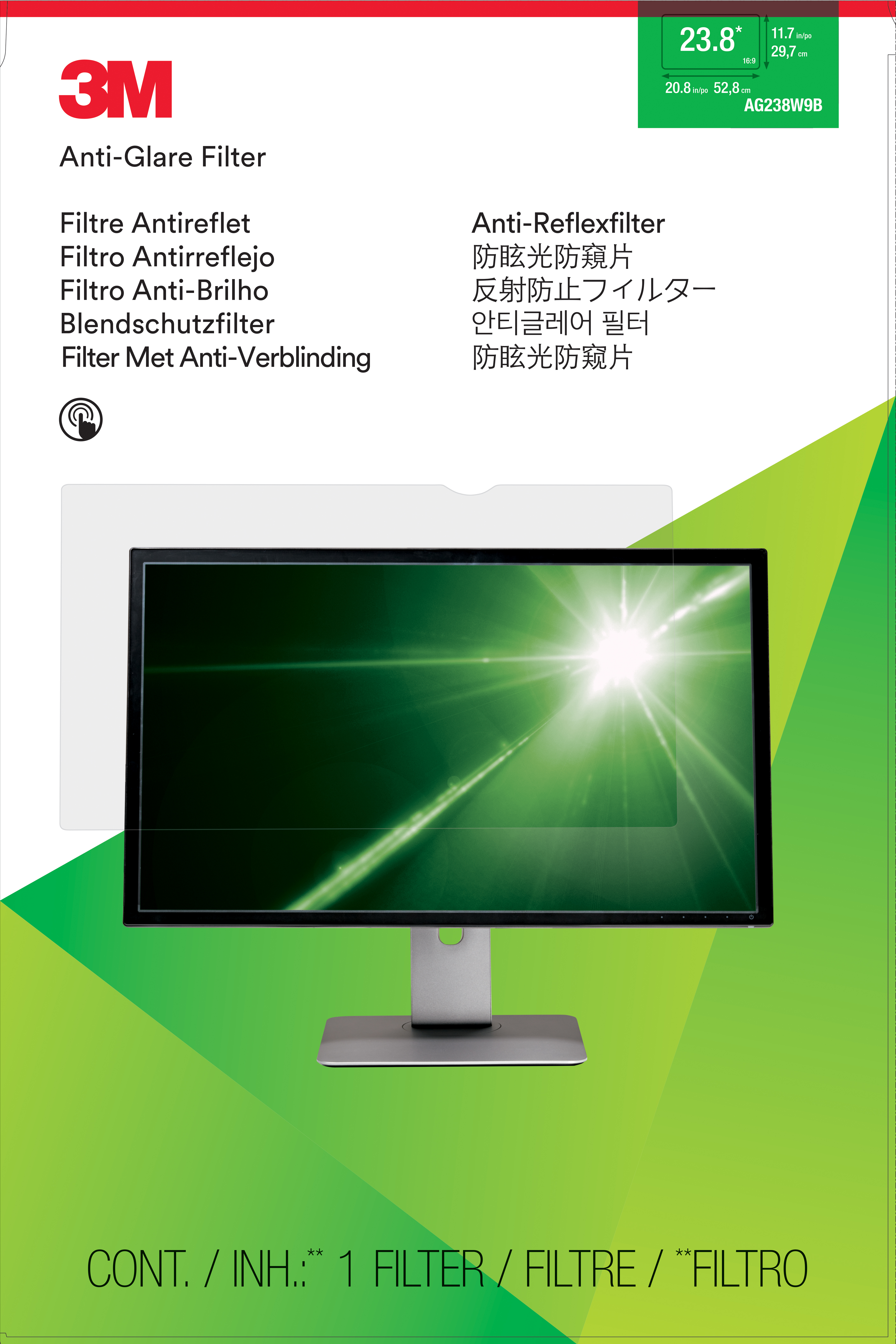 3M Blendschutzfilter für 23,8" Breitbild-Monitor - Display-Blendschutzfilter - 60.5 cm wide (23,8 Zoll Breitbild)