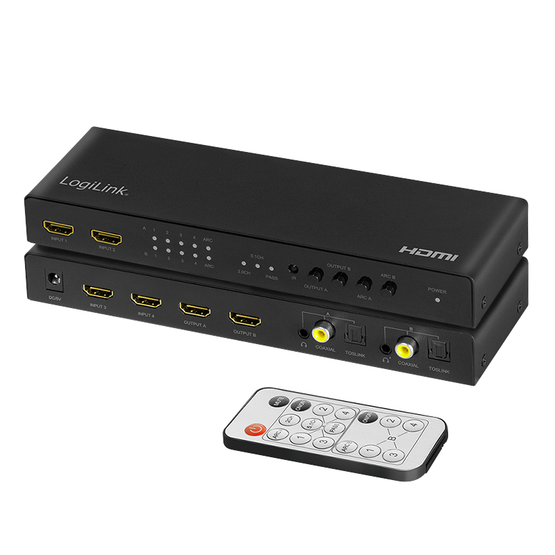 LogiLink 4K 4x2 HDMI Matrix Switch - Video/Audio-Schalter
