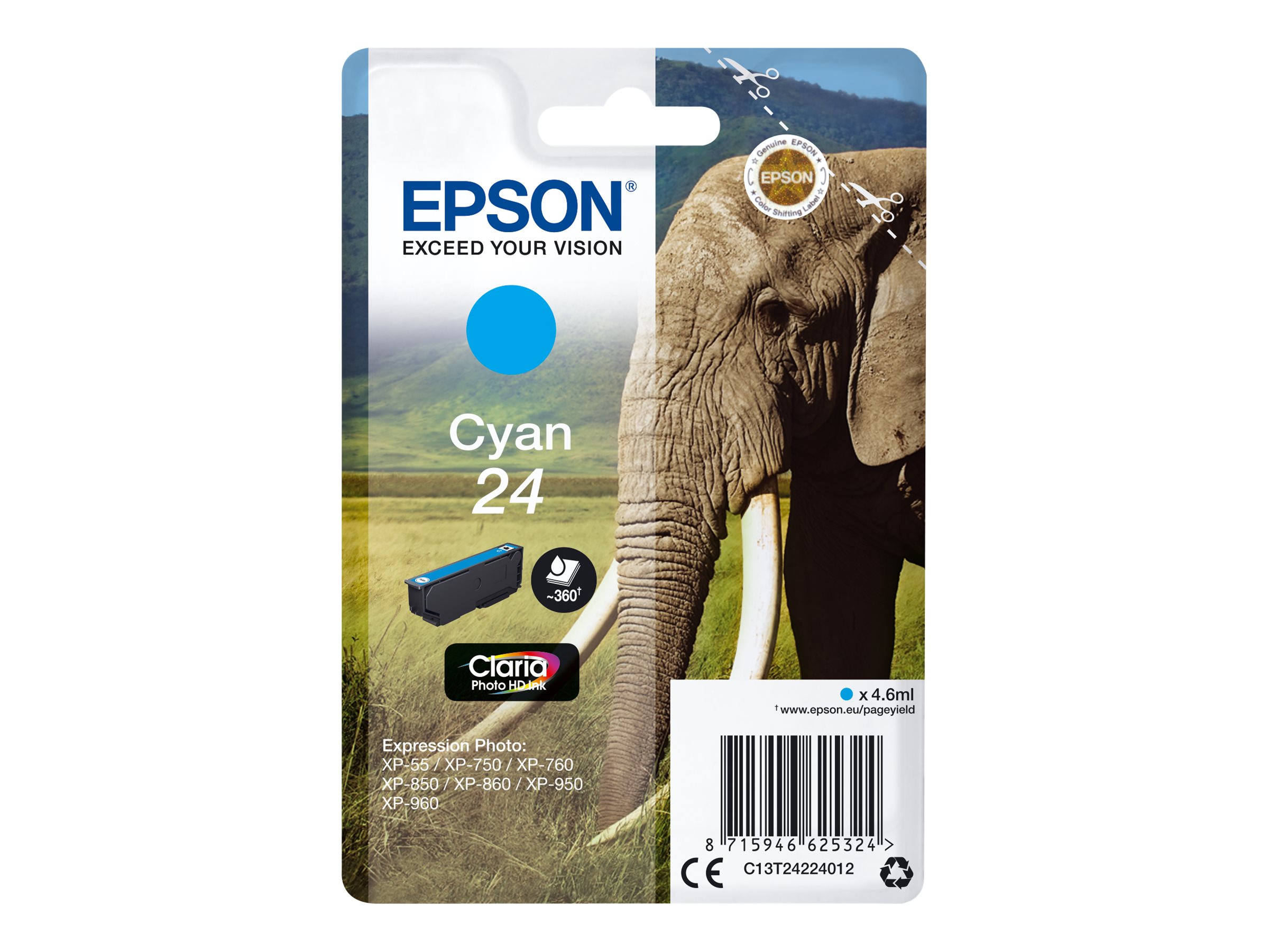 Epson 24 - 4.6 ml - Cyan - Original - Tintenpatrone