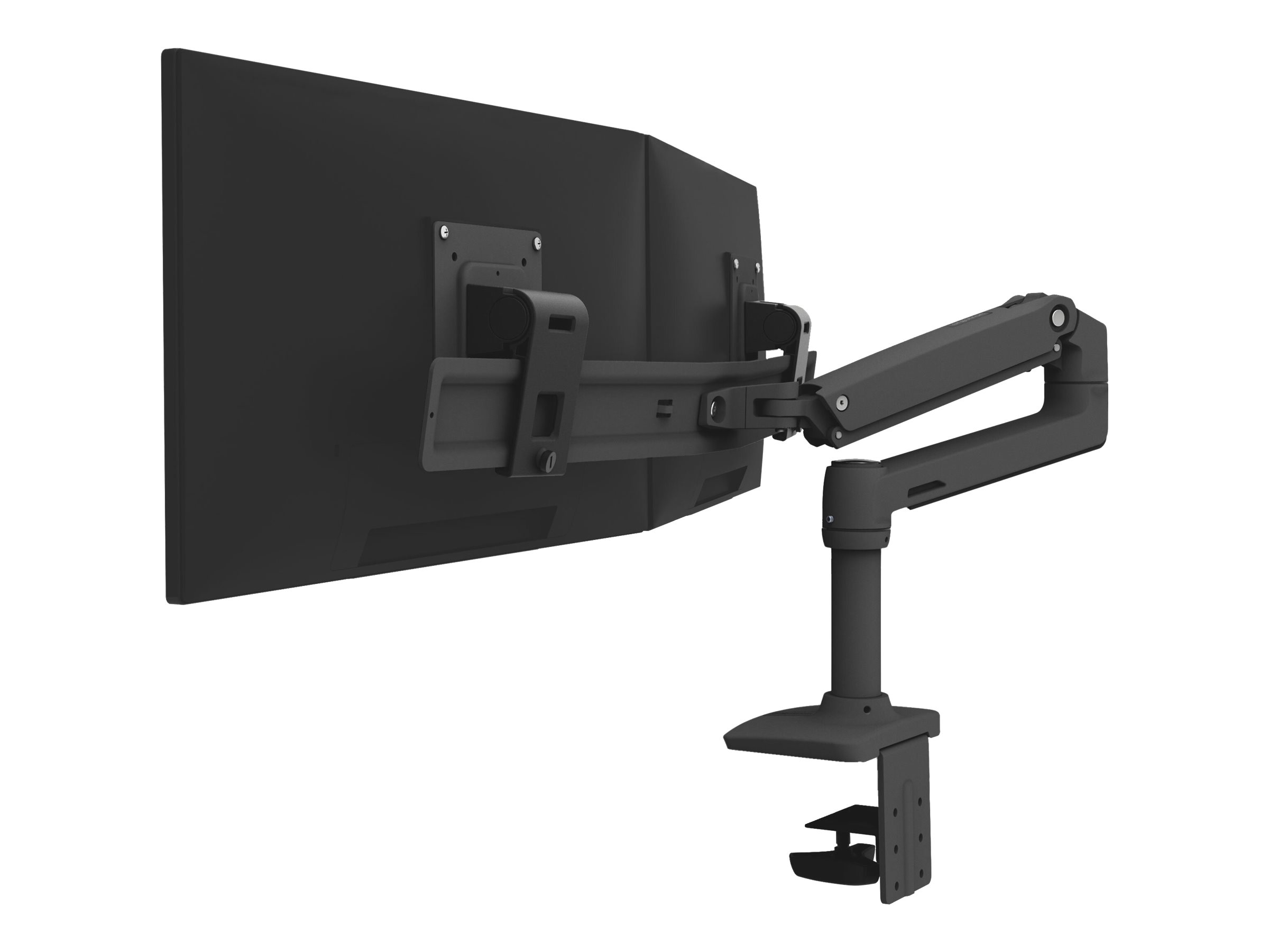 Ergotron LX - Befestigungskit (Gelenkarm, 2 Drehgelenke, Arm für zwei Bildschirme, Basis, 2-teilige Tischklemme, 8" Stange, Verlängerung) - für 2 LCD-Displays - dual direct - mattschwarz - Bildschirmgröße: bis zu 63,5 cm (bis zu 25 Zoll)