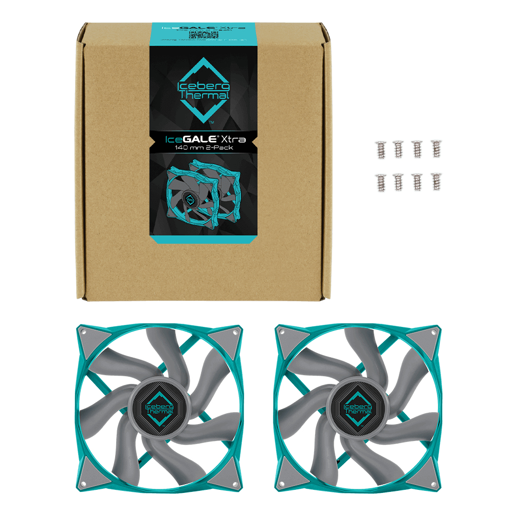Iceberg Thermal IceGale Xtra - Gehäuselüfter - 140 mm - teal (Packung mit 2)