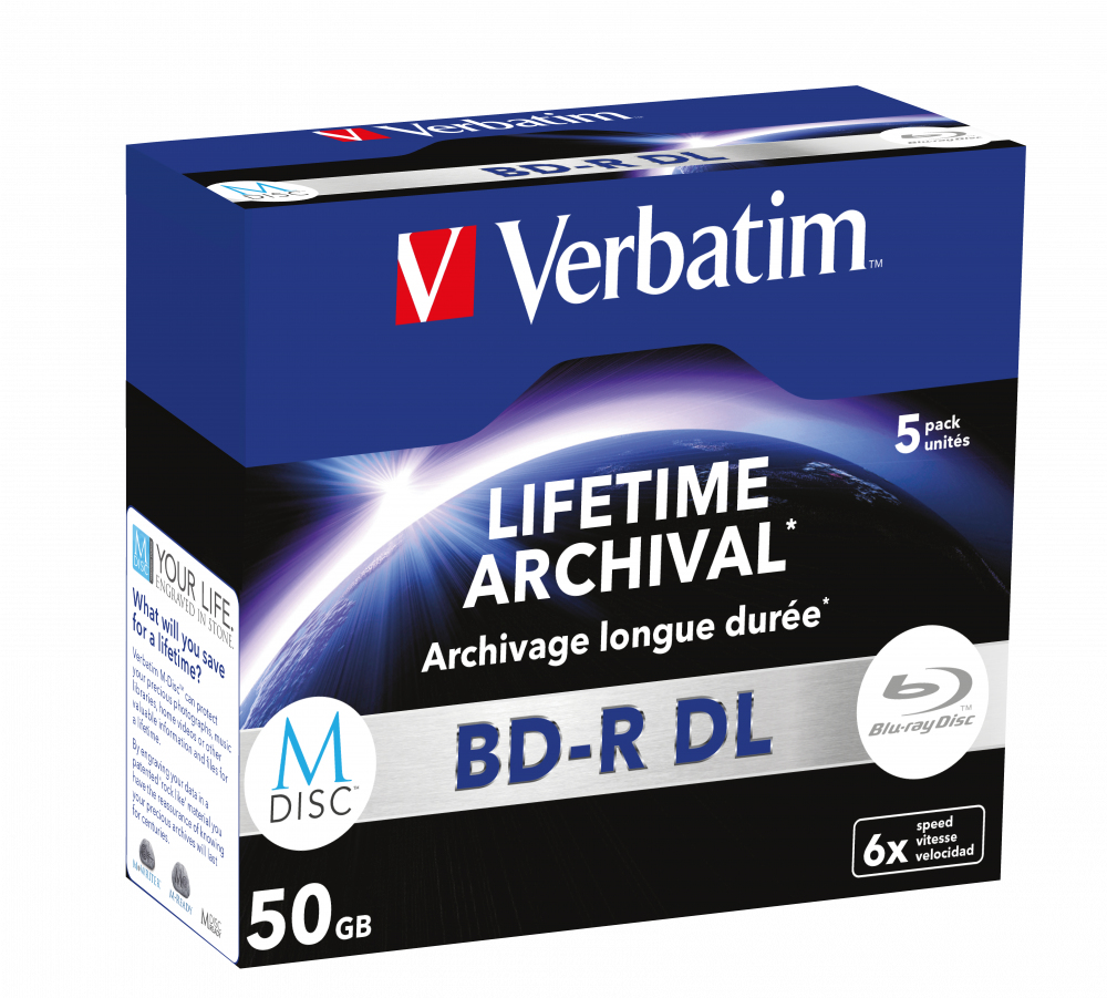Verbatim M-Disc - 5 x BD-R DL - 50 GB 6x - mattsilber - Jewel Case (Schachtel)