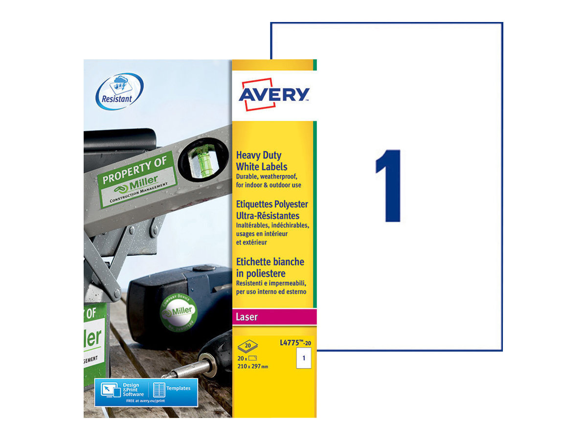 Avery Zweckform Avery Heavy Duty Laser Labels - Polyester - A4 (210 x 297 mm)