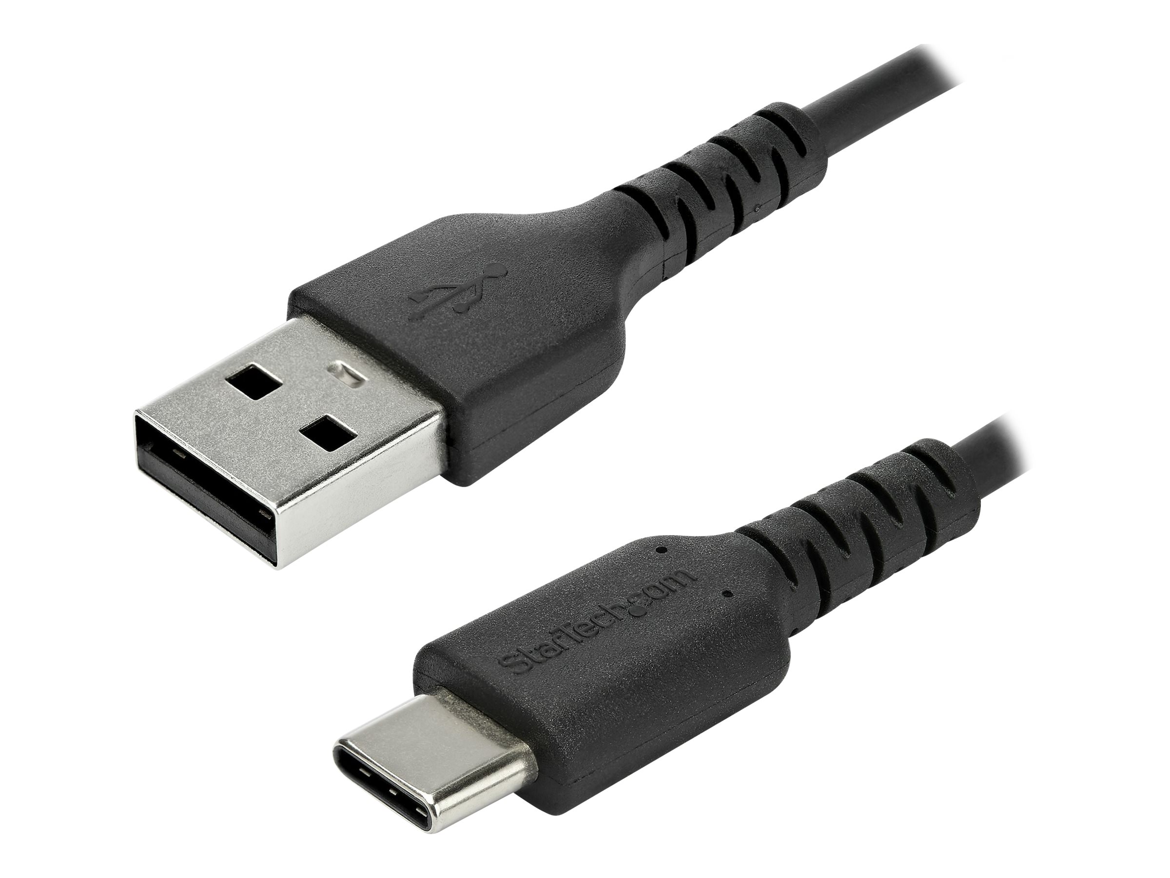 StarTech.com 2m USB-A auf USB-C Ladekabel - Dauerhaftes USB 2.0 auf USB Typ-C Datenübertragungs- und Schnellladekabel - Robuster TPE-Mantel Aramidfaser, M/M, 3A - Schwarz (RUSB2AC2MB)