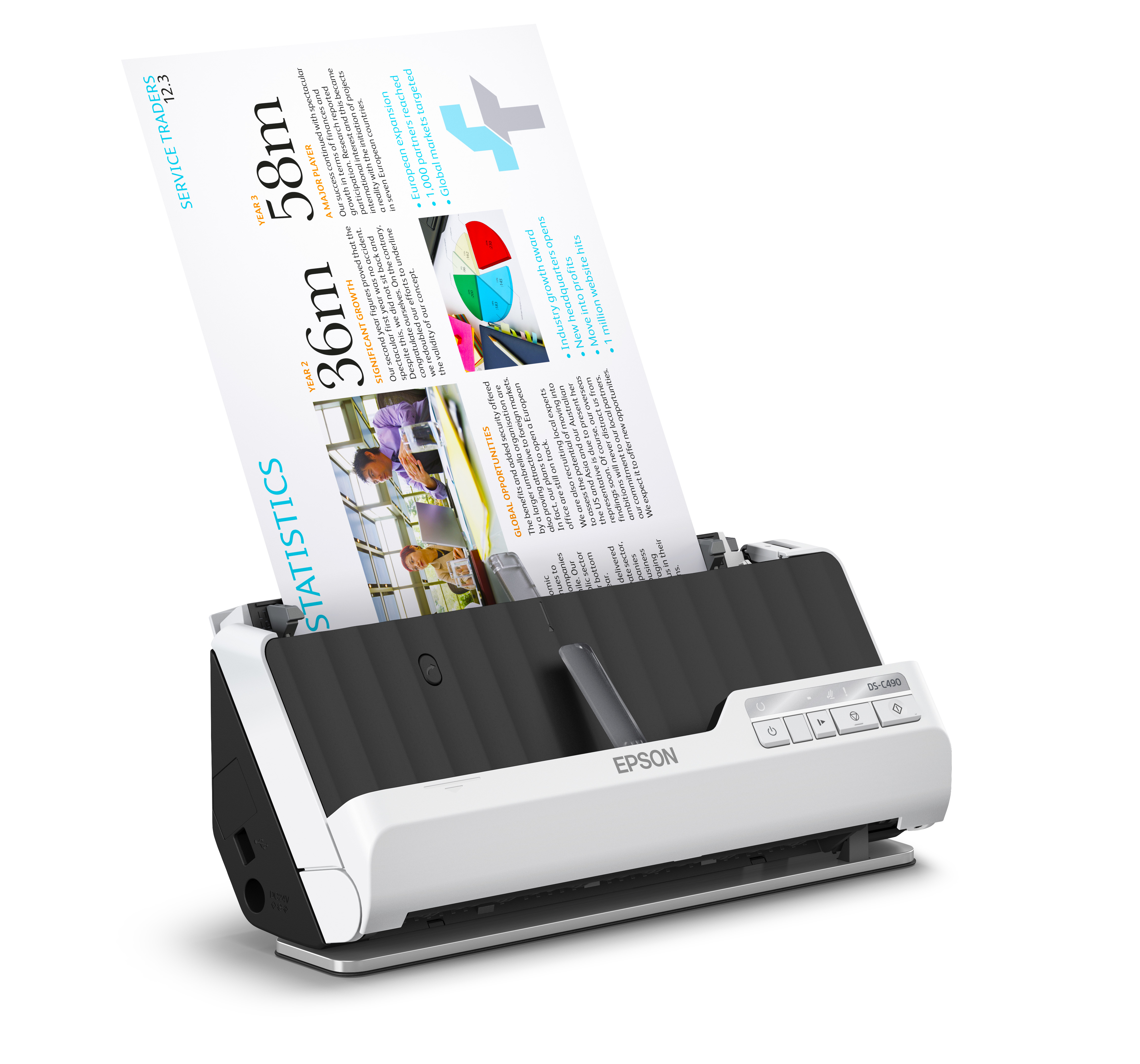 Epson DS-C490 - Einzelblatt-Scanner - Duplex - A4/Legal - 600 dpi x 600 dpi - automatischer Dokumenteneinzug (20 Seiten)