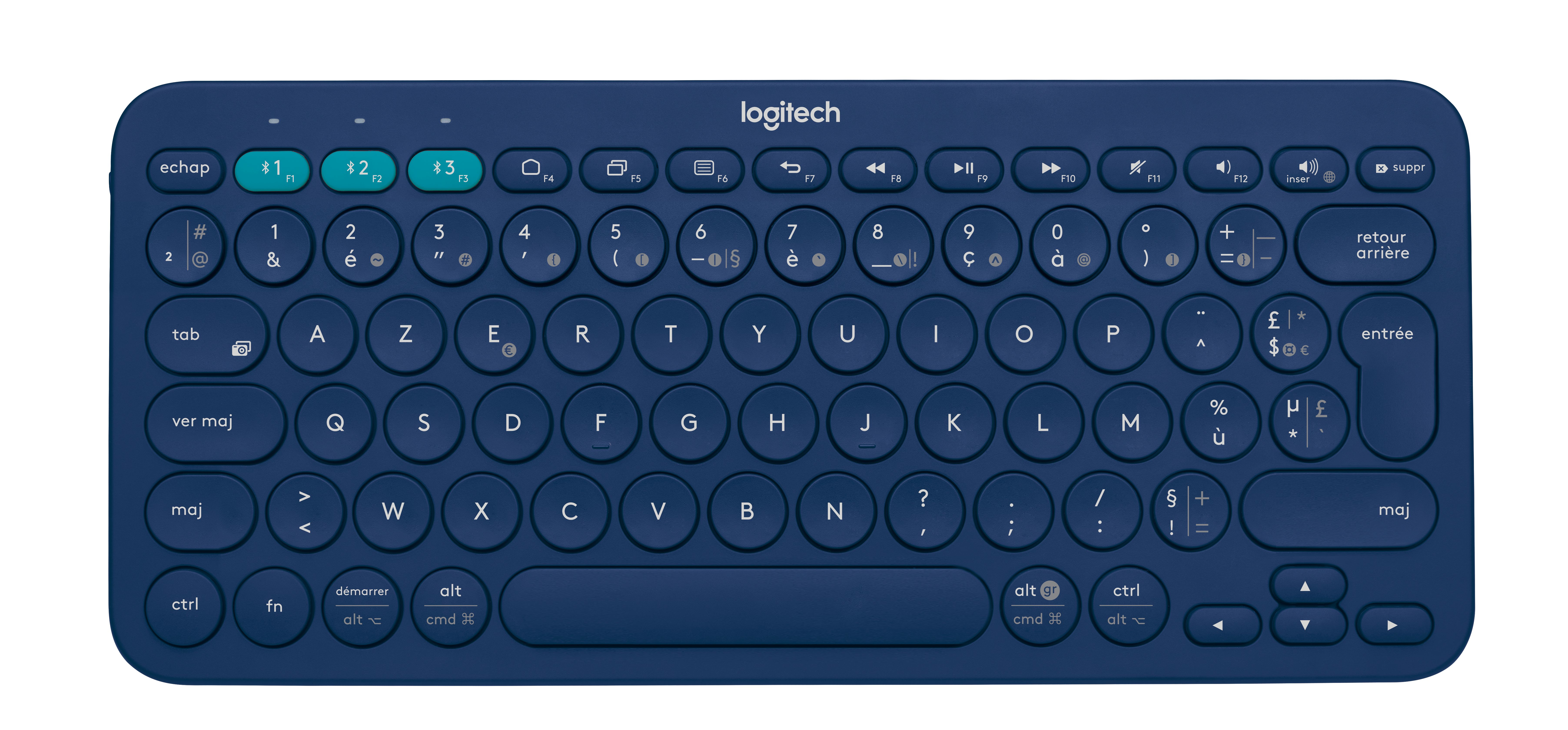 Logitech K380 - Mini - Kabellos - Bluetooth - AZERTY - Blau