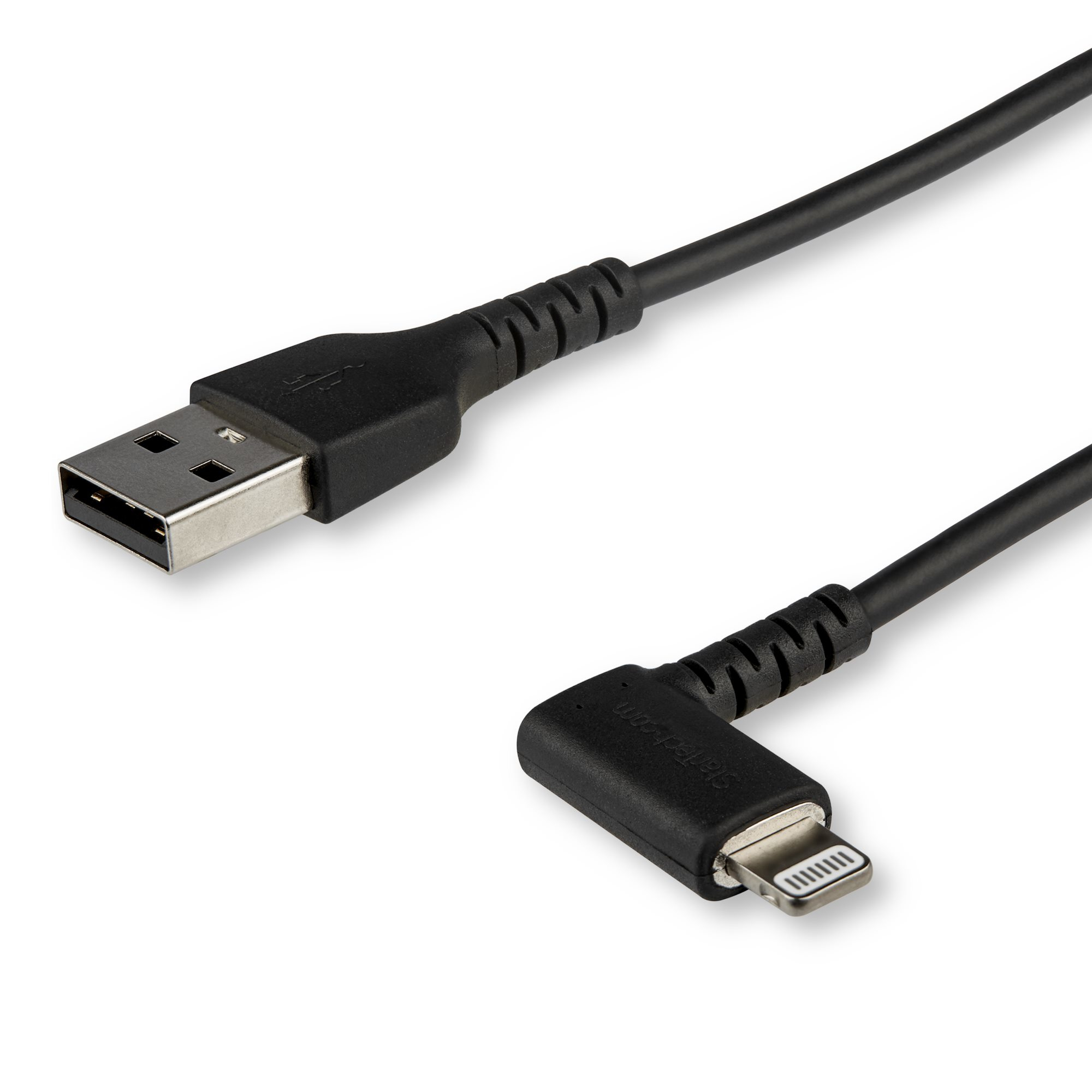 StarTech.com 1m USB-A auf Lightning-Kabel - 90° rechtwinkliges USB Typ-A auf Ladekabel - Synchronisationskabel - Apple MFi-zertifiziert iPad/iPhone 12 - Schwarz (RUSBLTMM1MBR)