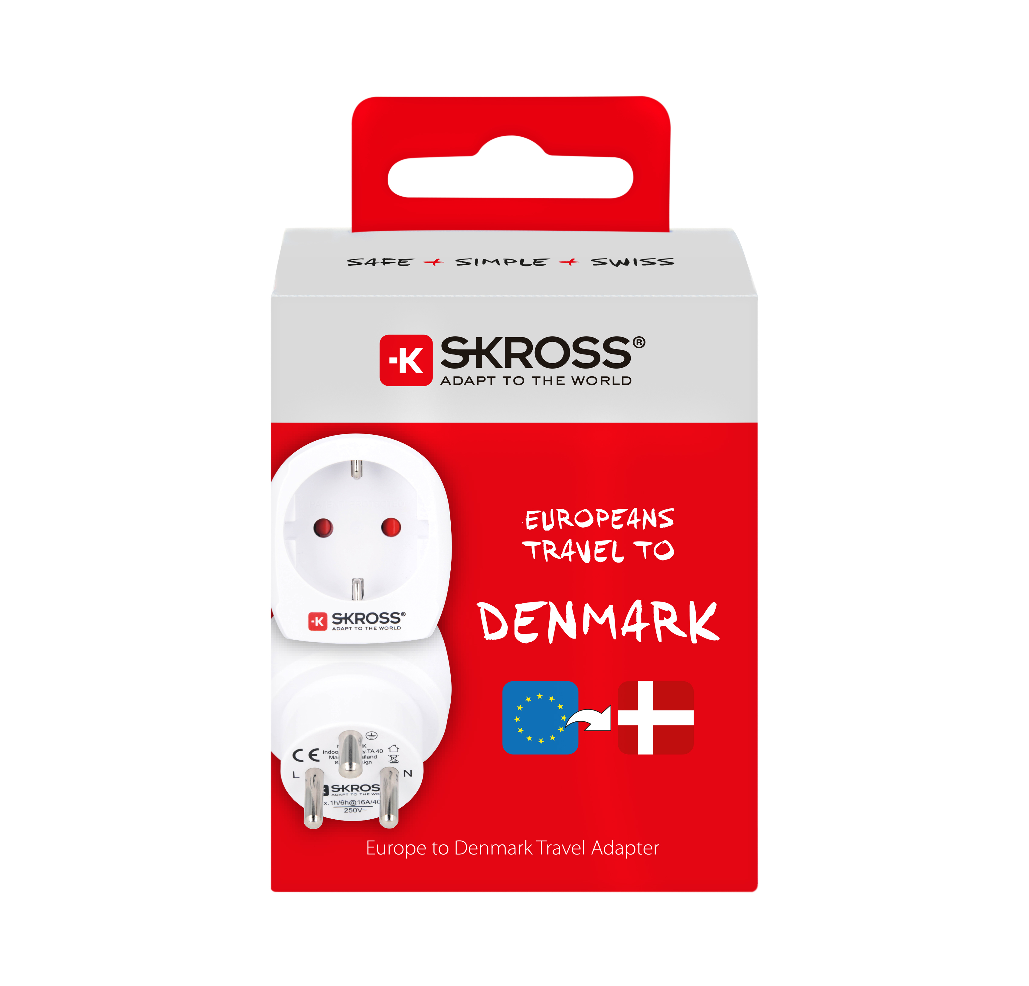 SKROSS Country Adapter Europe to Denmark - Adapter für Power Connector - Typ K (S)