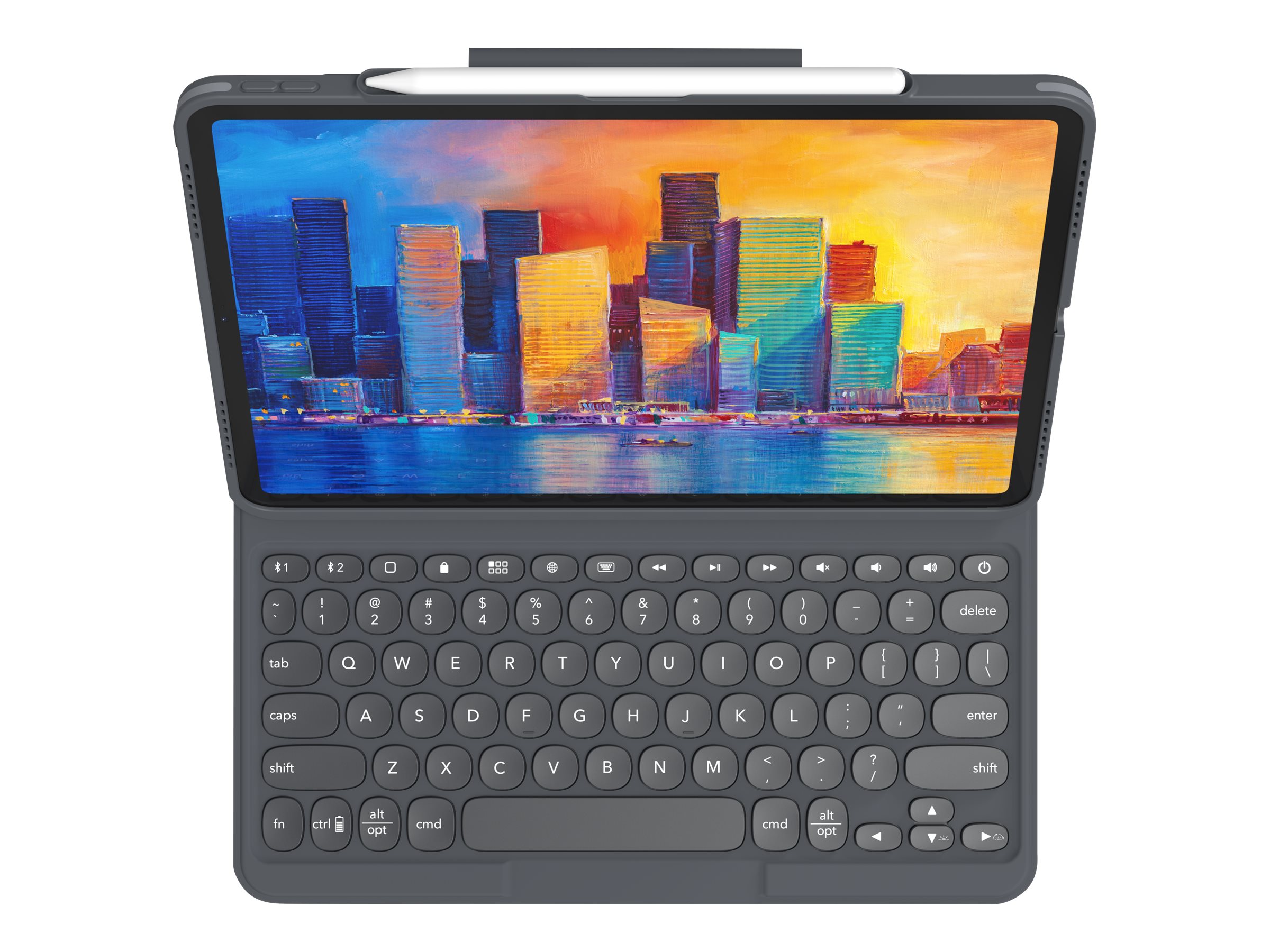 ZAGG Pro Keys - Tastatur und Foliohülle - hintergrundbeleuchtet - Bluetooth - Nordisch - holzkohlefarben  Tastatur, holzkohlefarben  Gehäuse - für Apple 12.9-inch iPad Pro (3. Generation, 4. Generation, 5. Generation)