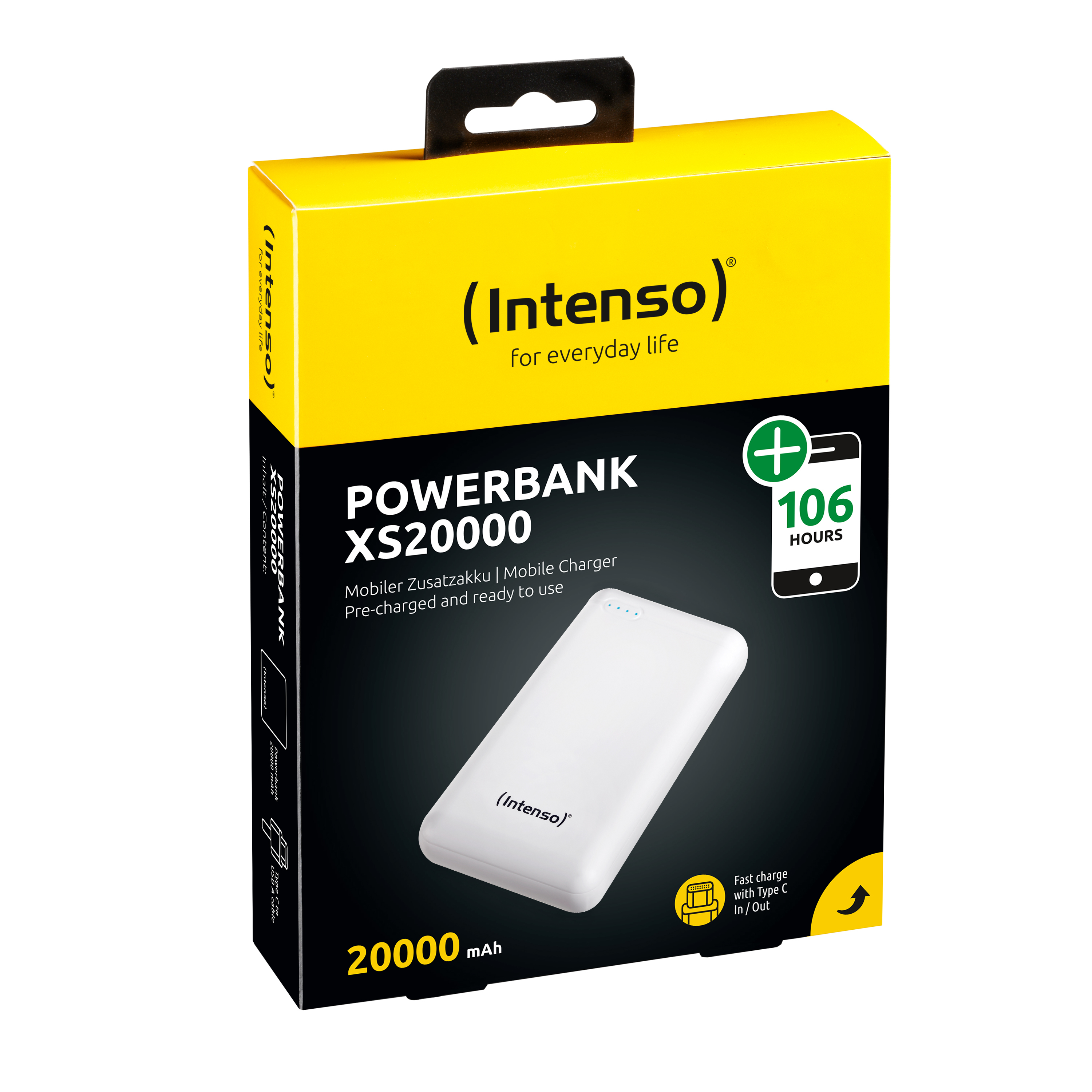 Intenso XS20000 - Powerbank - 20000 mAh - 3.1 A - 2 Ausgabeanschlussstellen (USB, USB-C)