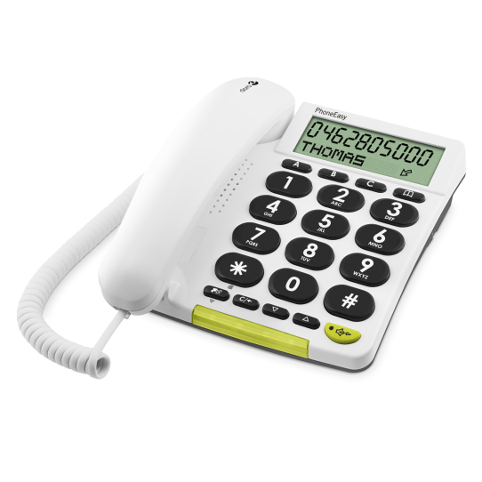 Doro PhoneEasy 312cs - Analoges Telefon - Kabelgebundenes Mobilteil - Freisprecheinrichtung - 30 Eintragungen - Anrufer-Identifikation - Weiß