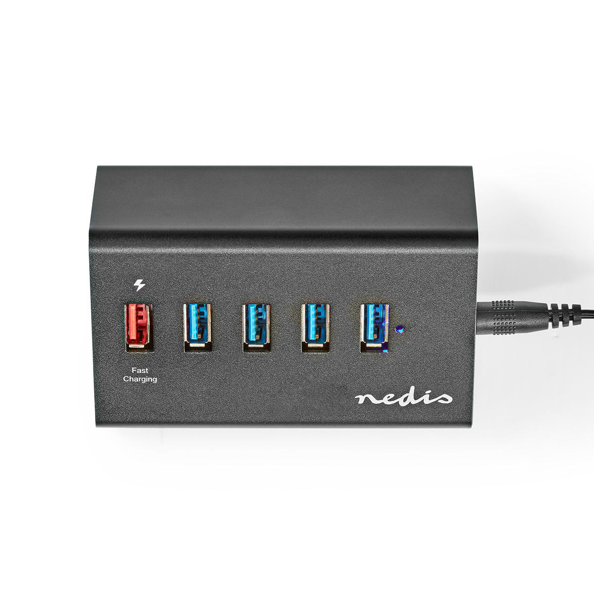 Nedis USB-Hub| 5-Port| QC3.0 USB 3.2 Gen1| Netzstromversorgung Stromversorgungüber