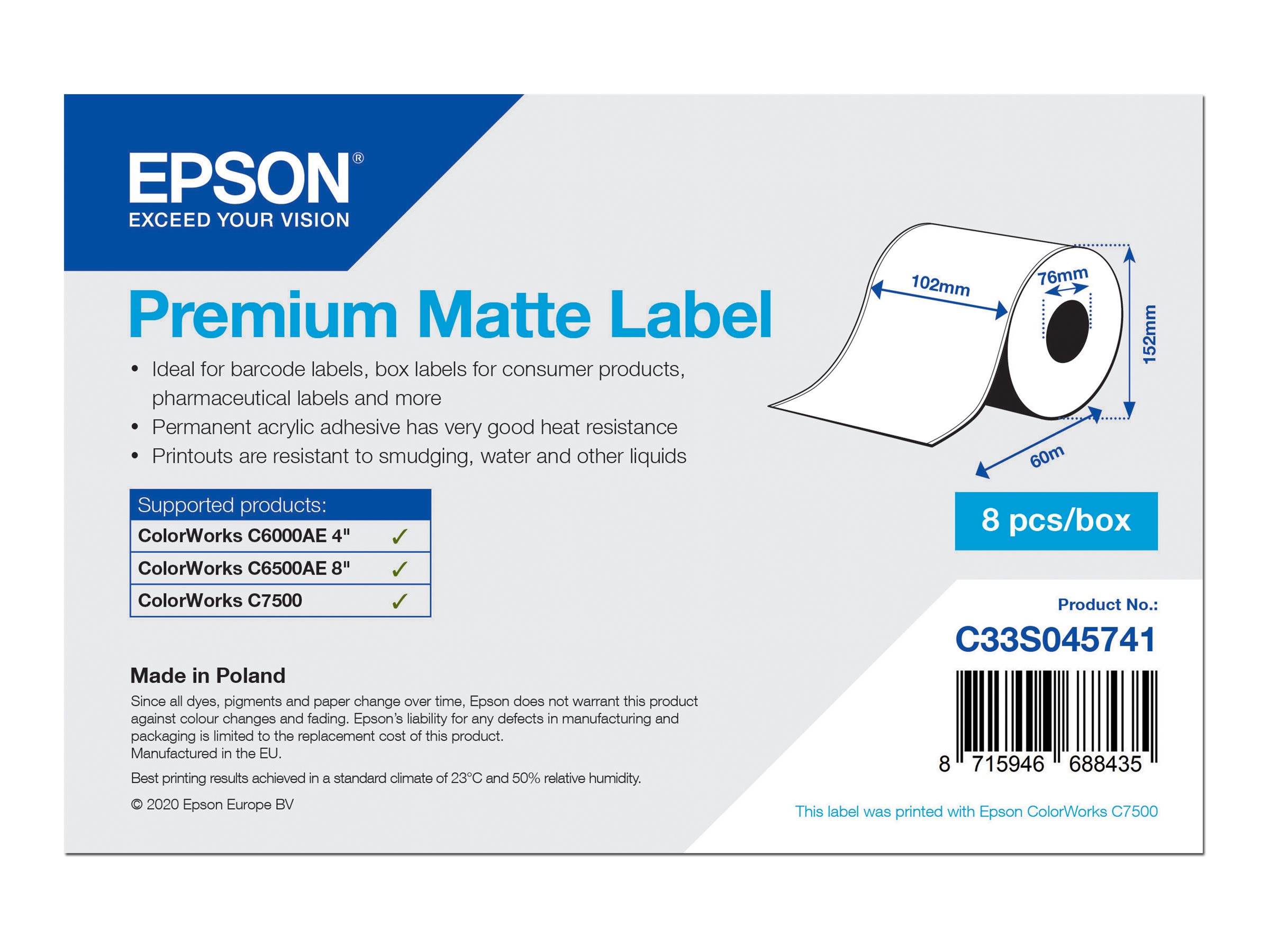 Epson Premium - Matt - permanenter Acrylklebstoff - Rolle (10,2 cm x 60 m)