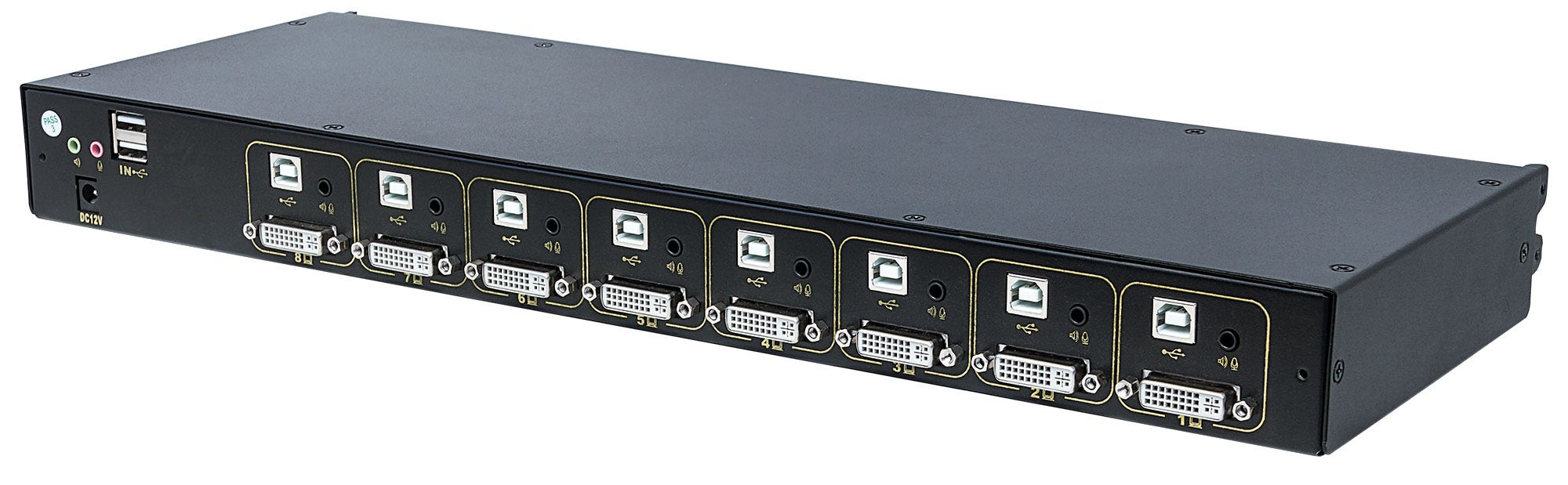 Intellinet Modularer 8-Port KVM-Switch mit DVI-Schnittstelle, Zur Verwendung mit Intellinet Rackmount LCD-Konsole 508117