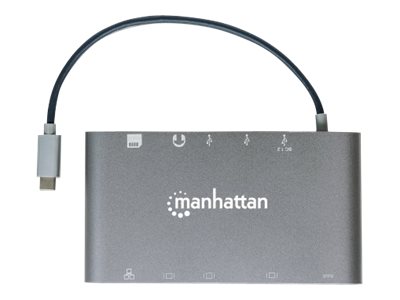 Manhattan USB-C Dock/Hub with Card Reader, Ports (x8):