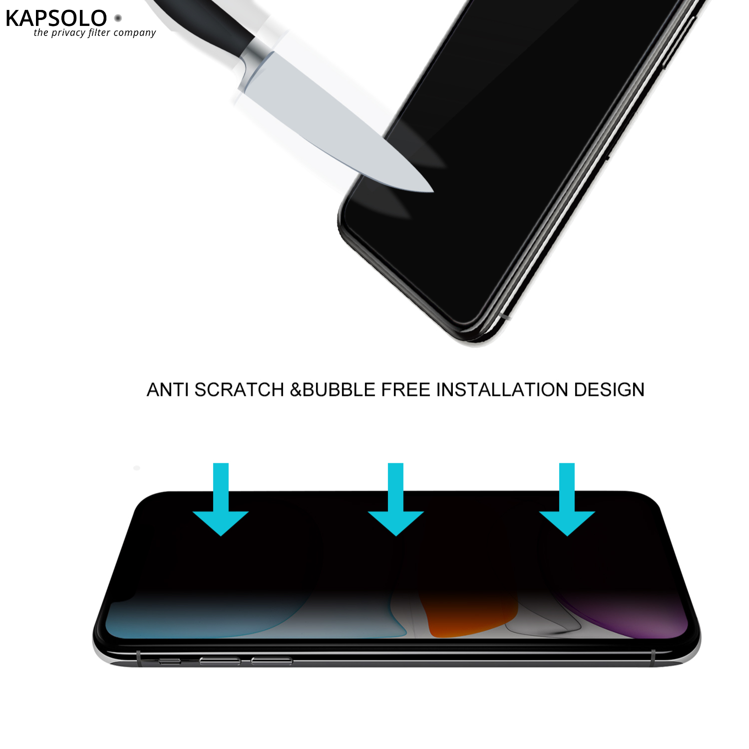 KAPSOLO Blickschutzfilter Displayglas - vollflächiges gehärtetes Privacy Schutzglas / Temperglas mit abgerundete Kanten - schützen sie ihre sensiblen und privaten Daten vor unerwünschten Blicken für Apple iPhone XR - Klare Bildschirmschutzfolie - Apple - 