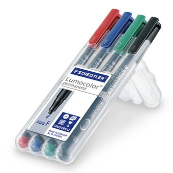 STAEDTLER Lumocolor 318 - Marker - permanent - Schwarz, Rot, Blau, Grün - 0.6 mm - fein (Packung mit 4)