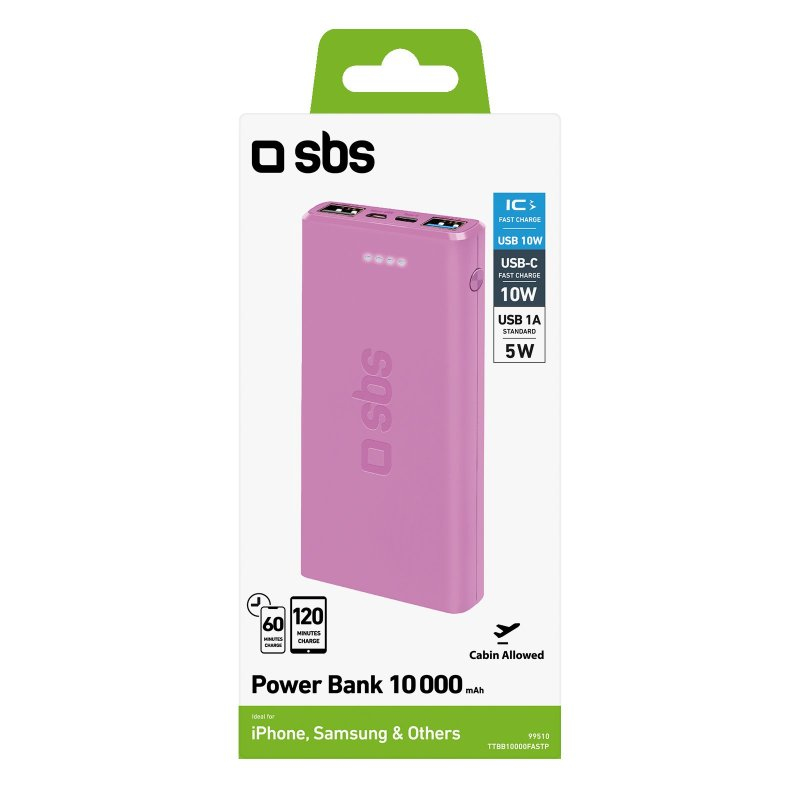 SBS Powerbank 10.000 mAh 2 USB 2.1A pink