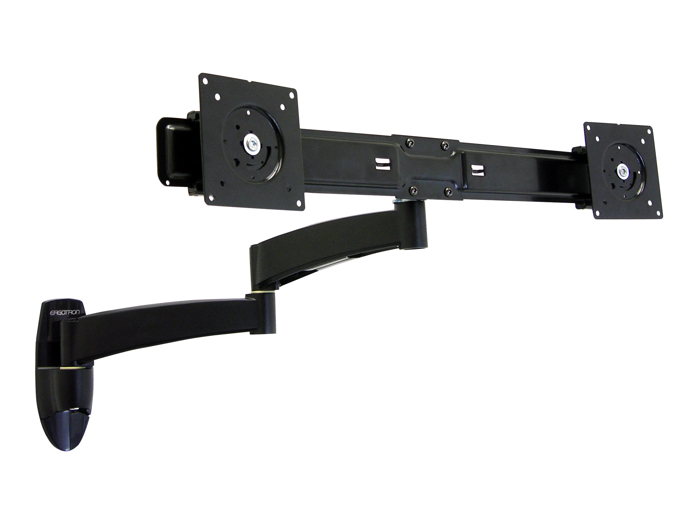 Ergotron 200 Series - Befestigungskit (Wandbefestigung, Doppelgelenkarm, Querstange, 2 VESA-Adapter, 2 Aufsätze) - einstellbarer Arm - für 2 LCD-Displays - Stahl - Schwarz - Bildschirmgröße: bis zu 55,9 cm (bis zu 22 Zoll)