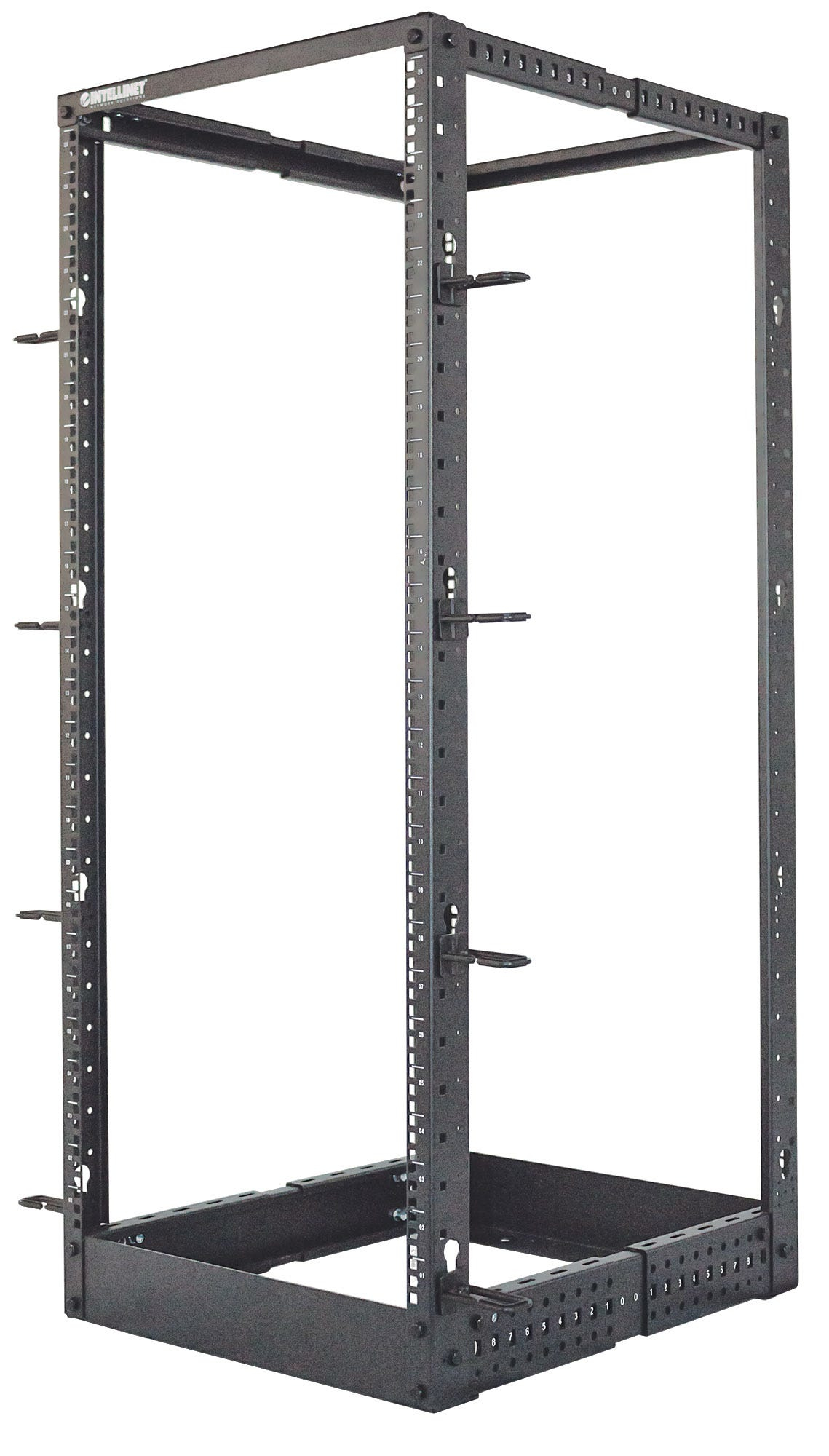 Intellinet 19" 4-Pfosten Laborgestell, 26 HE, Flatpack, schwarz - Schrank - offener Rahmen - 4 Pfosten - Schwarz, RAL 9005 - 26U - 48.3 cm (19")