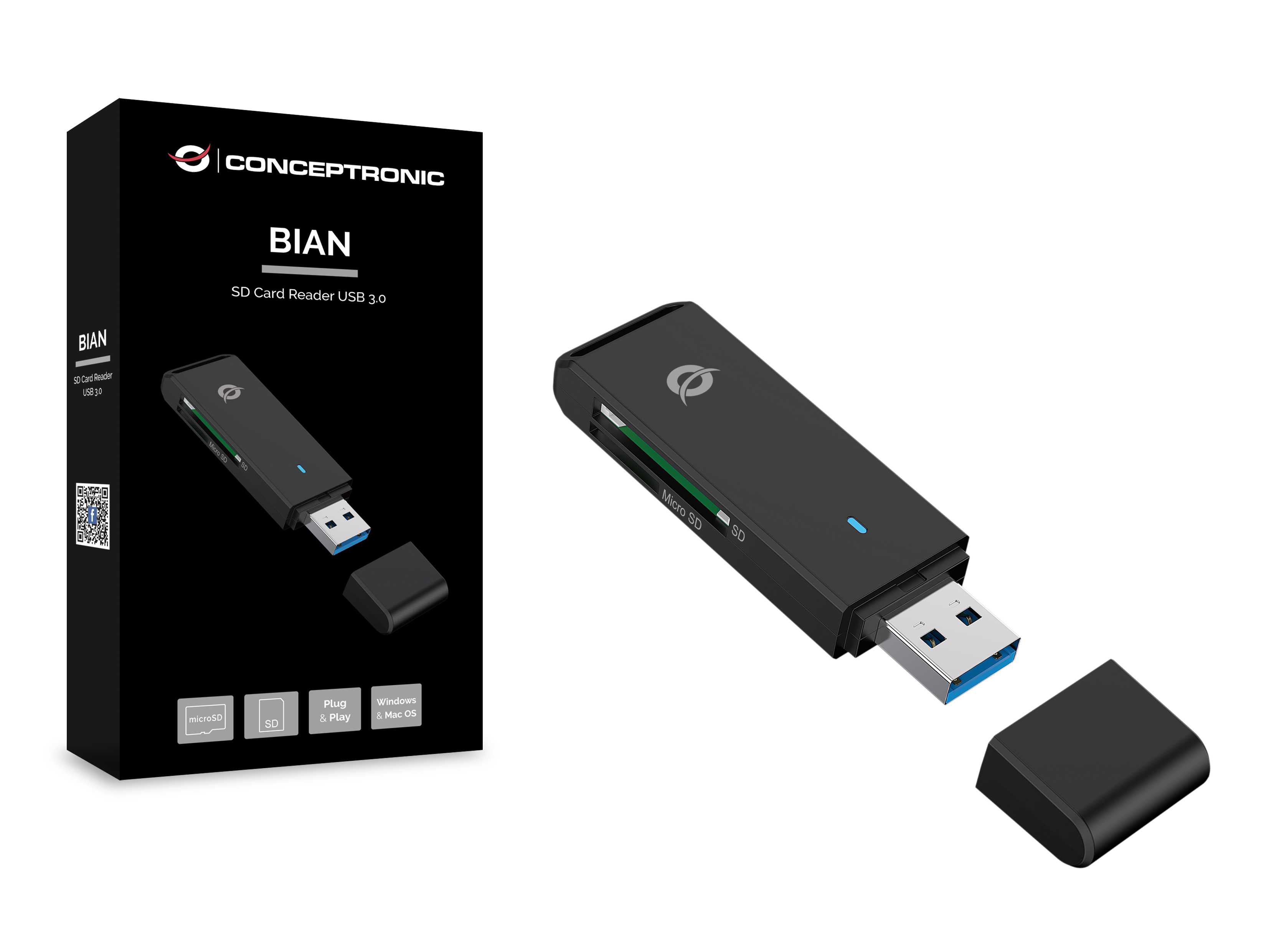 Conceptronic BIAN - Kartenleser (SD, microSD)