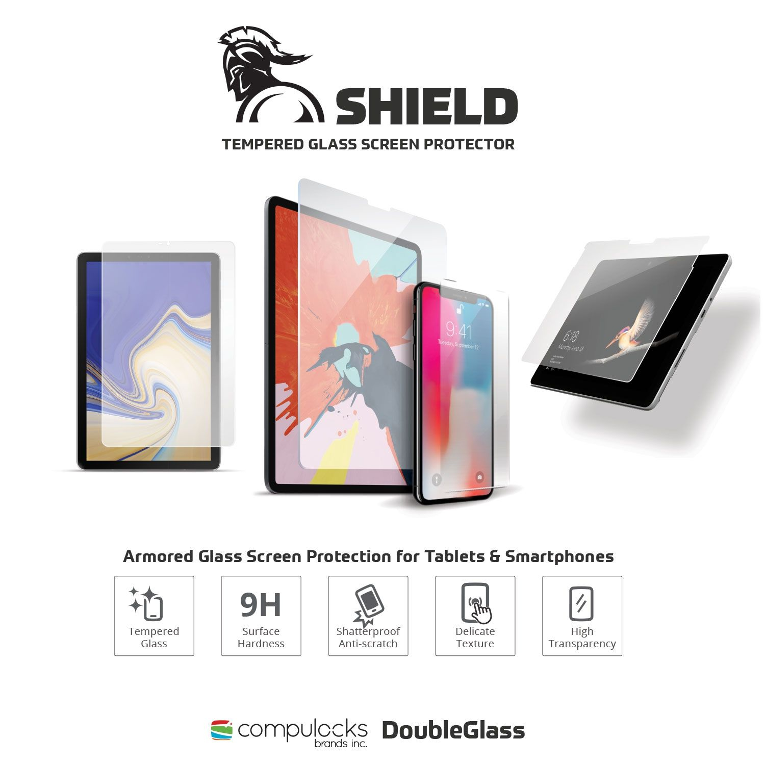 Compulocks iPad 10.2" Tempered Glass Screen Protector - Bildschirmschutz für Tablet - Glas - 10.2" - kristallklar - für Apple 10.2-inch iPad (7. Generation, 8. Generation, 9. Generation)