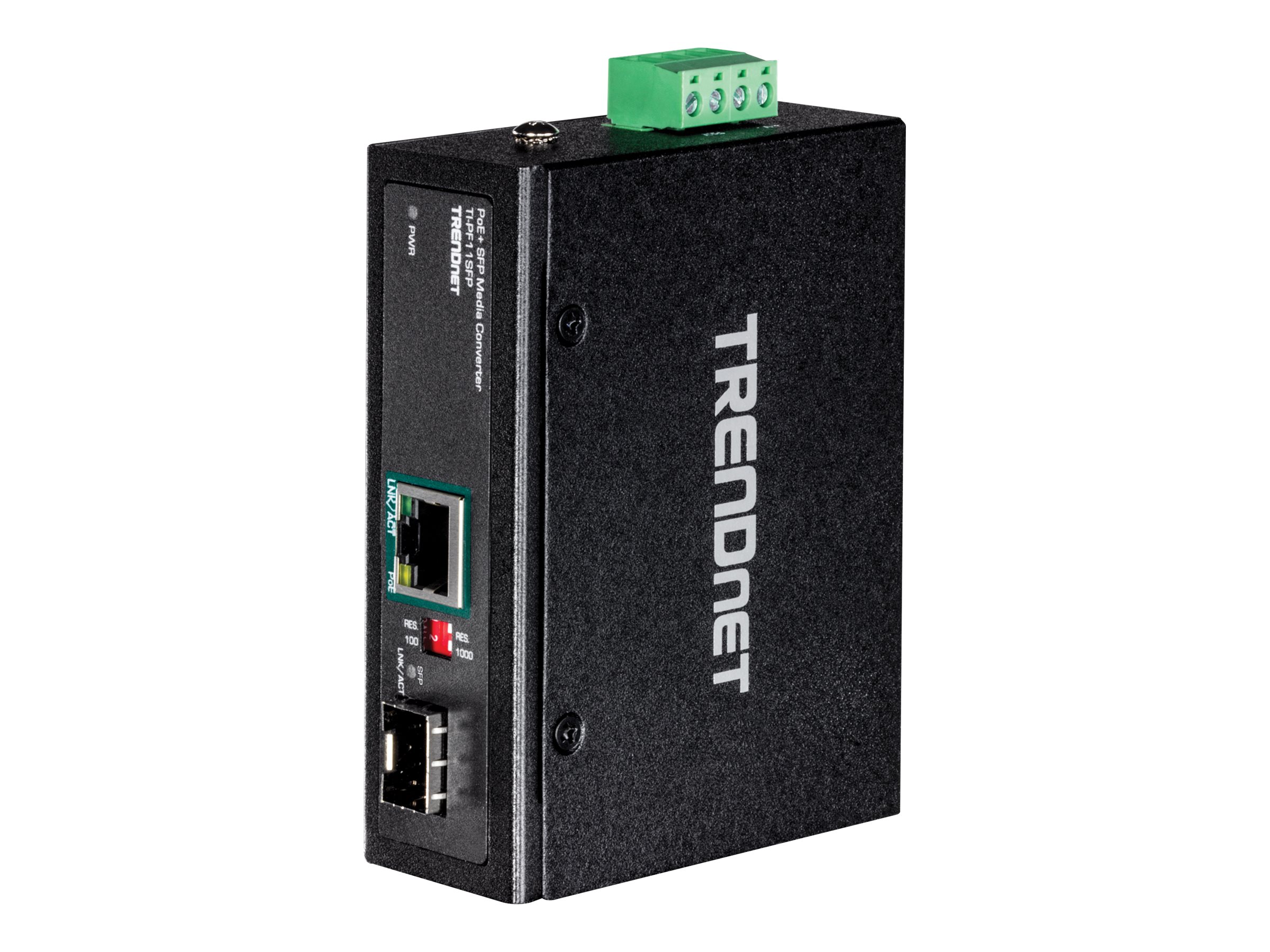 TRENDnet TI-PF11SFP - Medienkonverter - GigE - 10Base-T, 100Base-TX, 1000Base-T - RJ-45 / SFP (mini-GBIC)