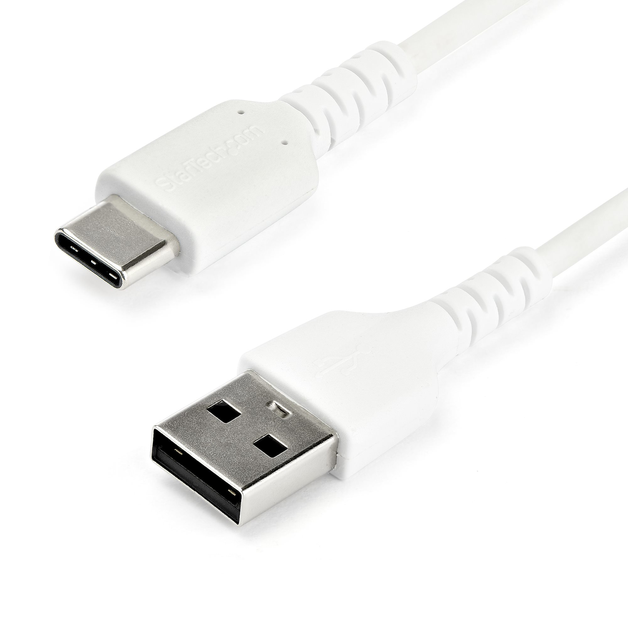 StarTech.com 2m USB-A auf USB-C Ladekabel - Dauerhaftes USB 2.0 auf USB Typ-C Datenübertragungs- und Schnellladekabel - Robuster TPE-Mantel Aramidfaser, M/M, 3A - Weiß (RUSB2AC2MW)