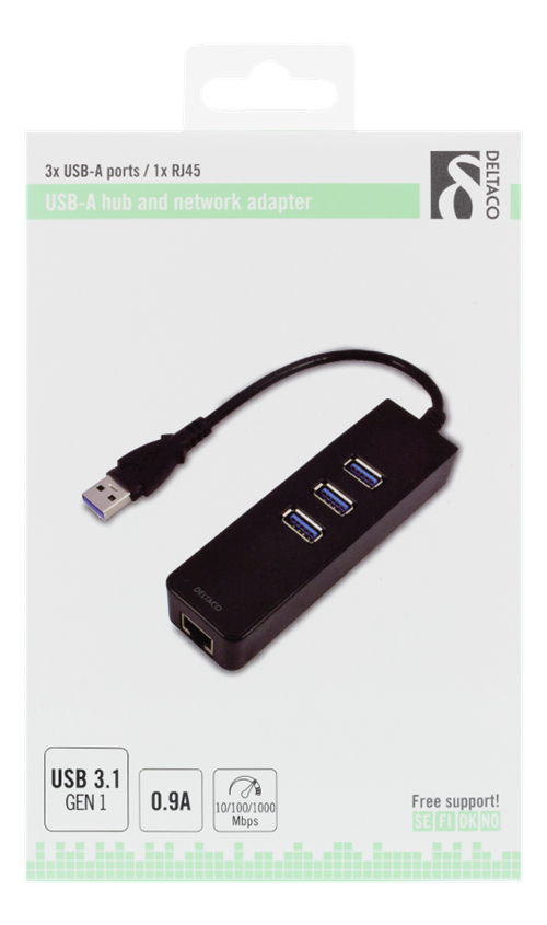 Deltaco USB3-GIGA3 Hub 3 porte USB - Hub