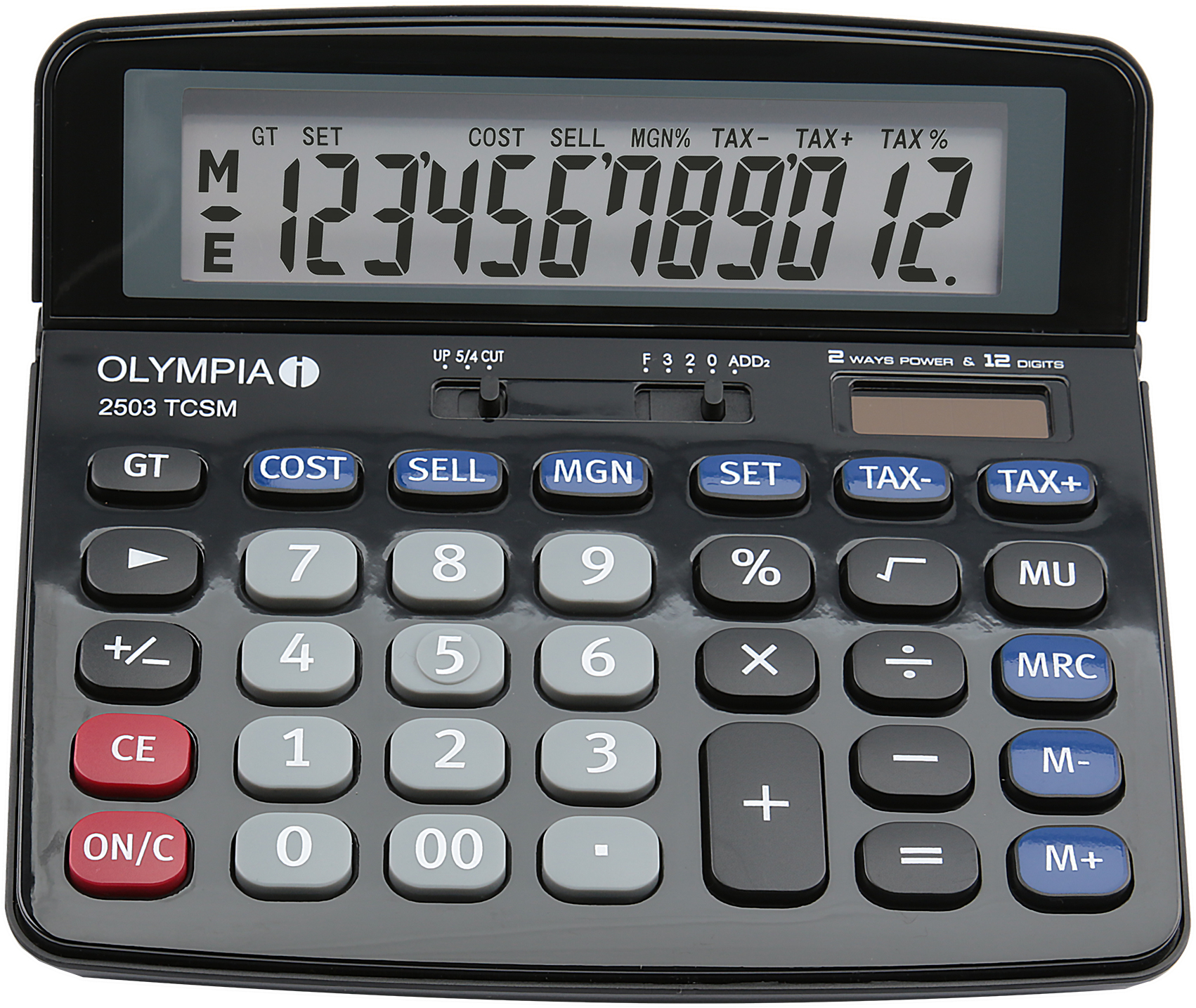 Olympia 2503 - Desktop - Finanzrechner - 12 Ziffern - Batterie/Solar - Schwarz - Blau - Grau