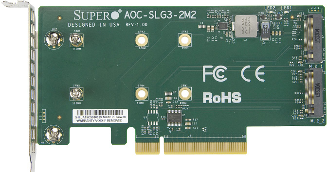 Supermicro AOC-SLG3-2M2 - PCIe - M.2 - Niedriges Profil - PCIe 3.0 - Grün - 10 - 55 °C