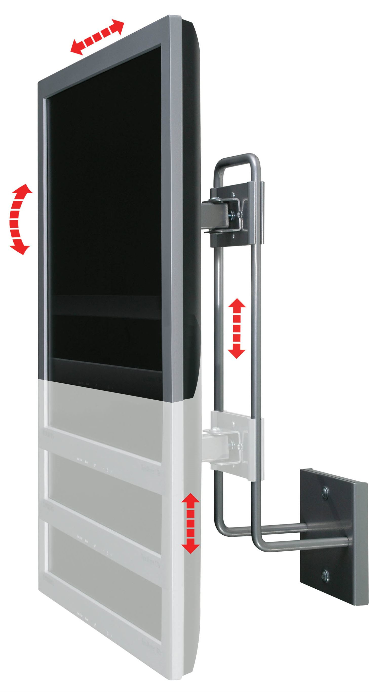 R-Go Steel Up & Down Wandhalterung, verstellbar, silber - Klammer für LCD-Display - Stahl - Silber - Bildschirmgröße: bis zu 68,6 cm (bis zu 27 Zoll)