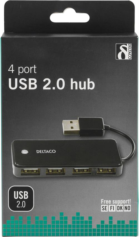 Deltaco UH-480 - USB 2.0 - USB 2.0 - 480 Mbit/s - Schwarz - China - USB