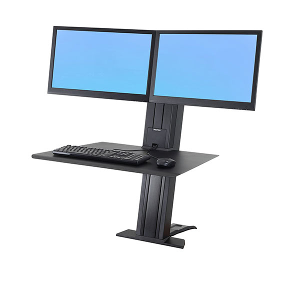 Ergotron WorkFit-SR Dual Monitor Standing Desk Workstation - Befestigungskit - für 2 LCD-Displays/Tastatur/Maus - Aluminium - Schwarz - Bildschirmgröße: bis zu 61 cm (bis zu 24 Zoll)