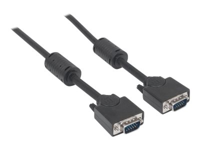 Manhattan VGA Monitor Cable (with Ferrite Cores), 3m, Black, Male to Male, HD15, Cable of higher SVGA Specification (fully compatible)