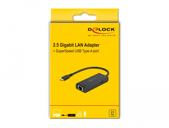 Delock Netzwerkadapter - USB-C 3.2 Gen 1 - 2.5GBase-T x 1 + USB 3.2 Gen 1 x 1